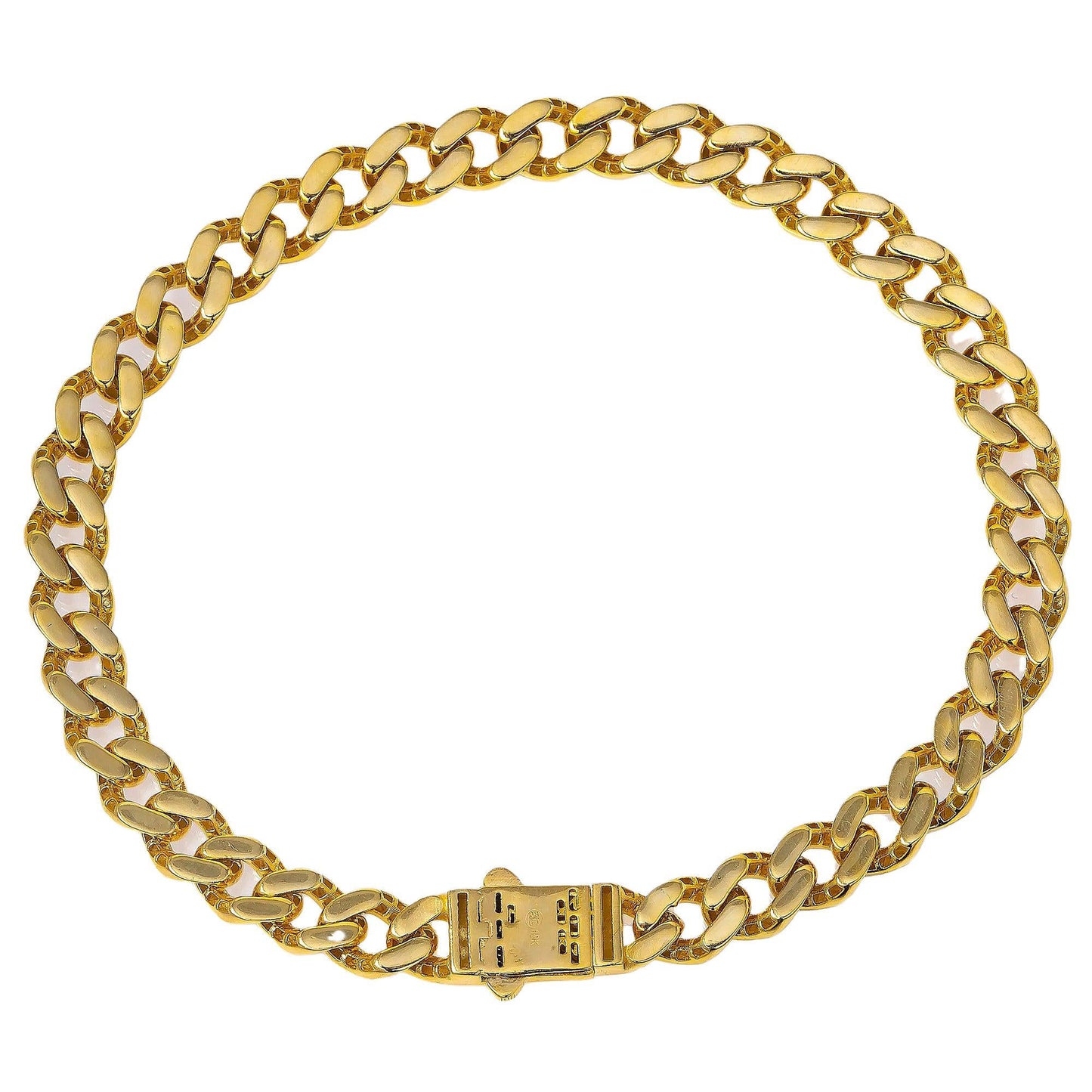 10K YELLOW GOLD DIAMOND CUT CUBAN LINK BRACELET