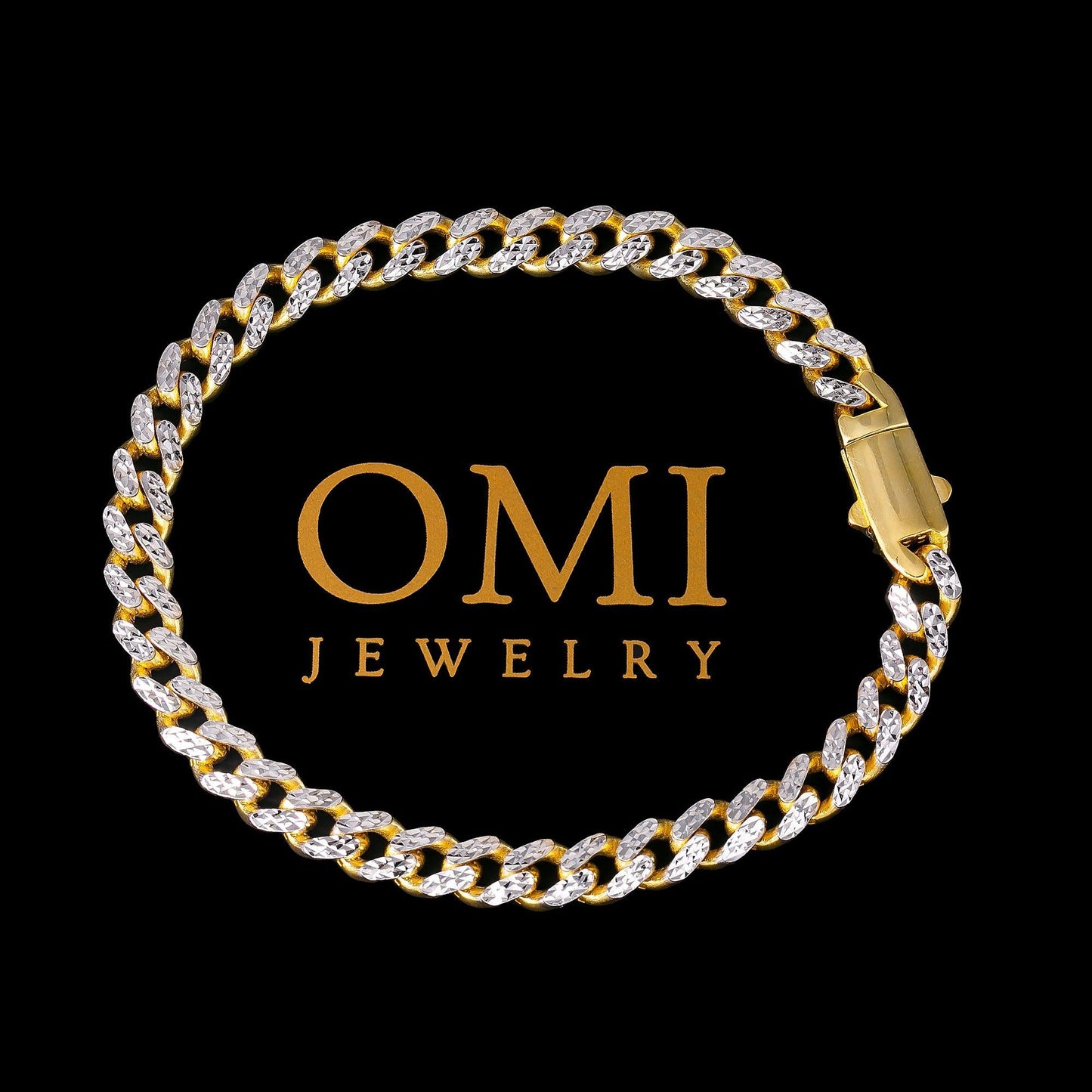10K YELLOW GOLD DIAMOND CUT CUBAN LINK BRACELET