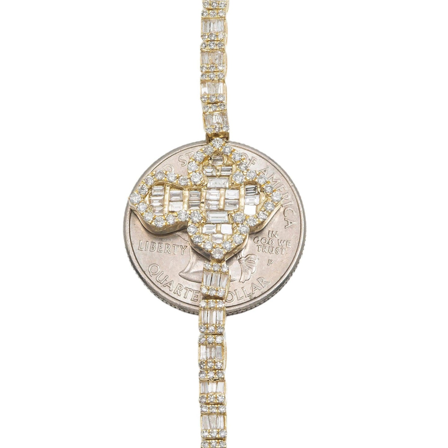 10K GOLD BAGUETTE AND ROUND DIAMOND CROSS CHAIN 7.50 CT