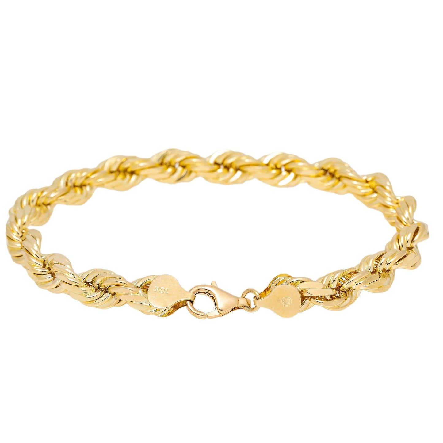 8MM 10K YELLOW GOLD ROPE BRACELET