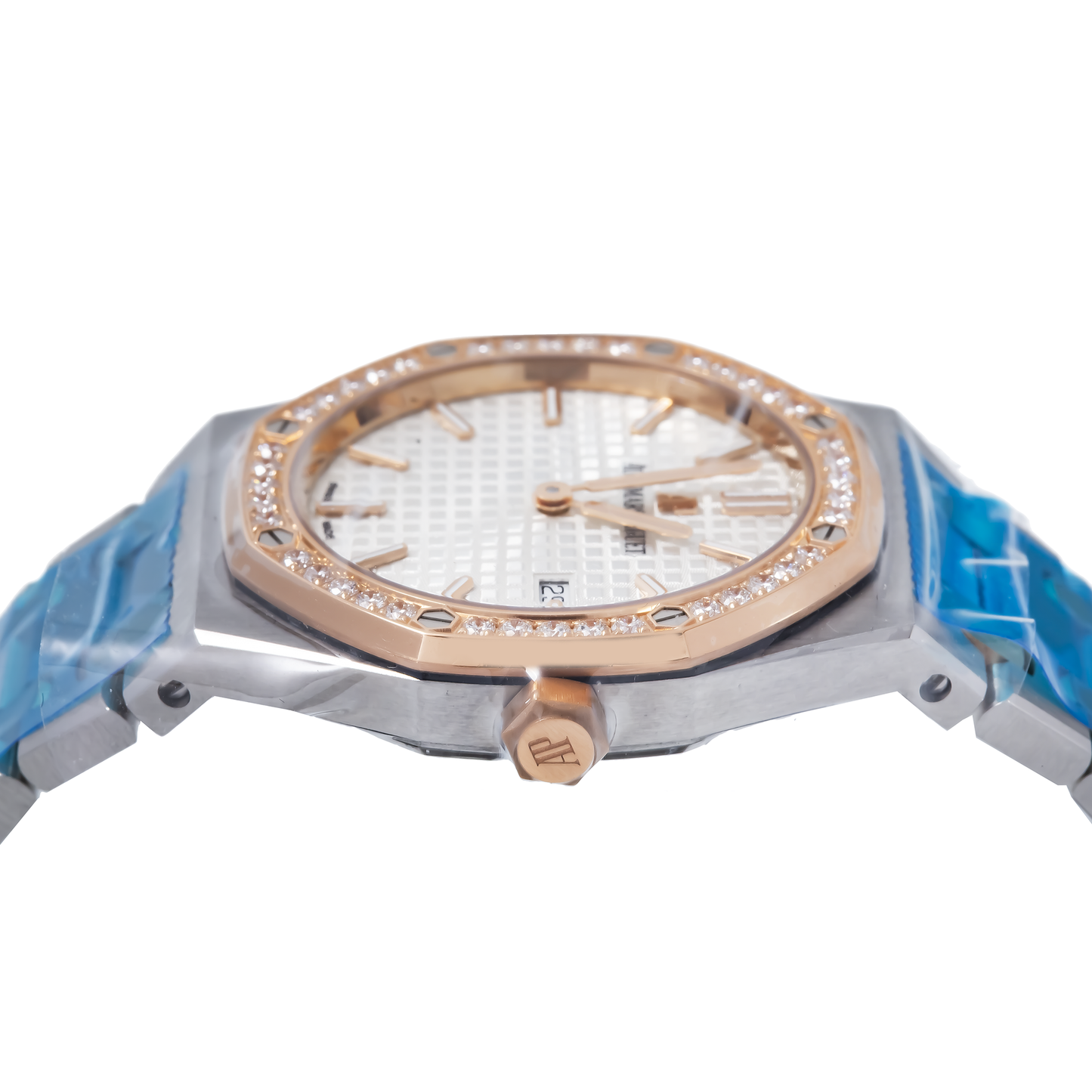 Audemars Piguet Royal Oak 67651SR 33MM White Dial And Rose Gold Diamond Bezel