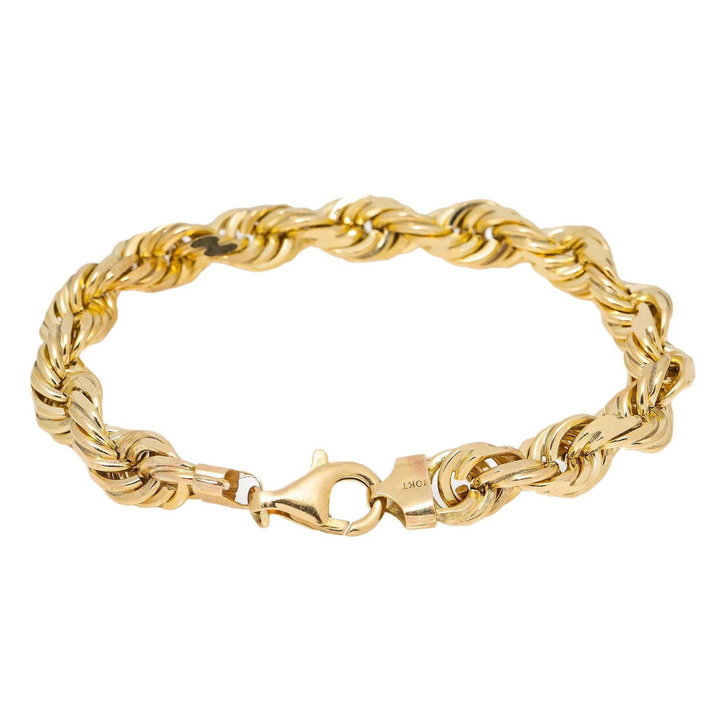 8MM 10K YELLOW GOLD ROPE BRACELET