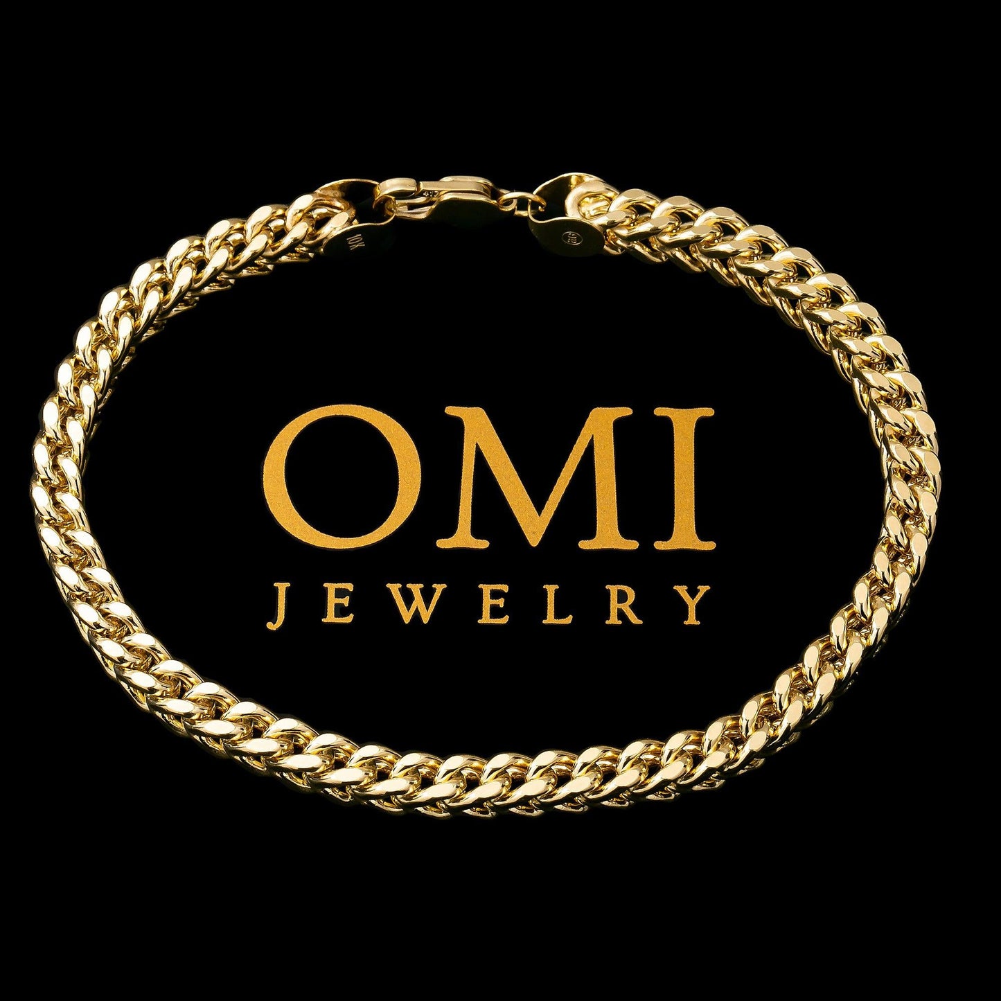 HOLLOW 10K YELLOW GOLD FRANCO BRACELET