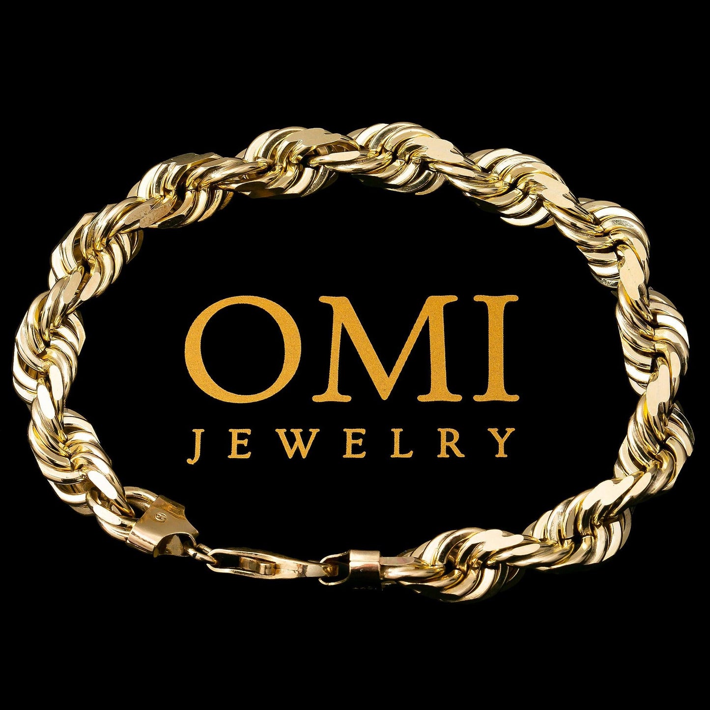 8MM 10K YELLOW GOLD ROPE BRACELET