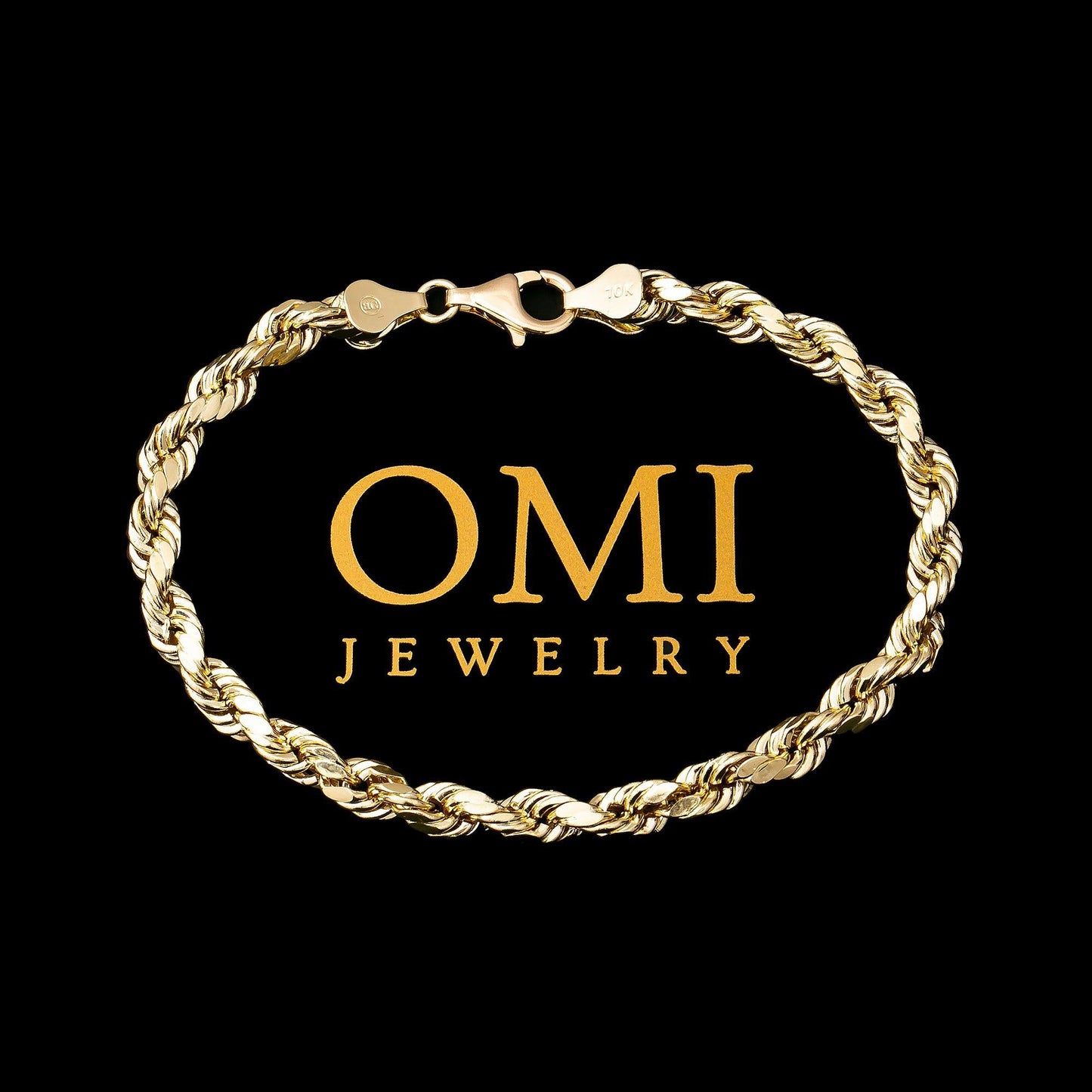 HOLLOW 5MM 10K YELLOW GOLD ROPE BRACELET