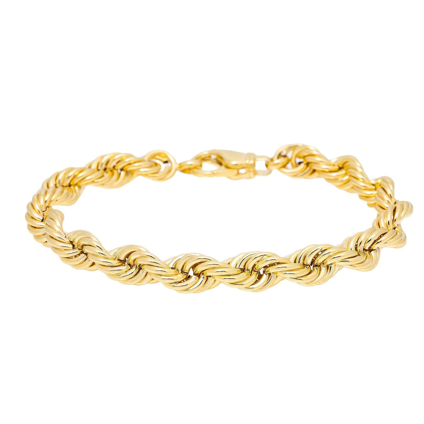 HOLLOW 10K YELLOW GOLD ROPE CUBAN BRACELET