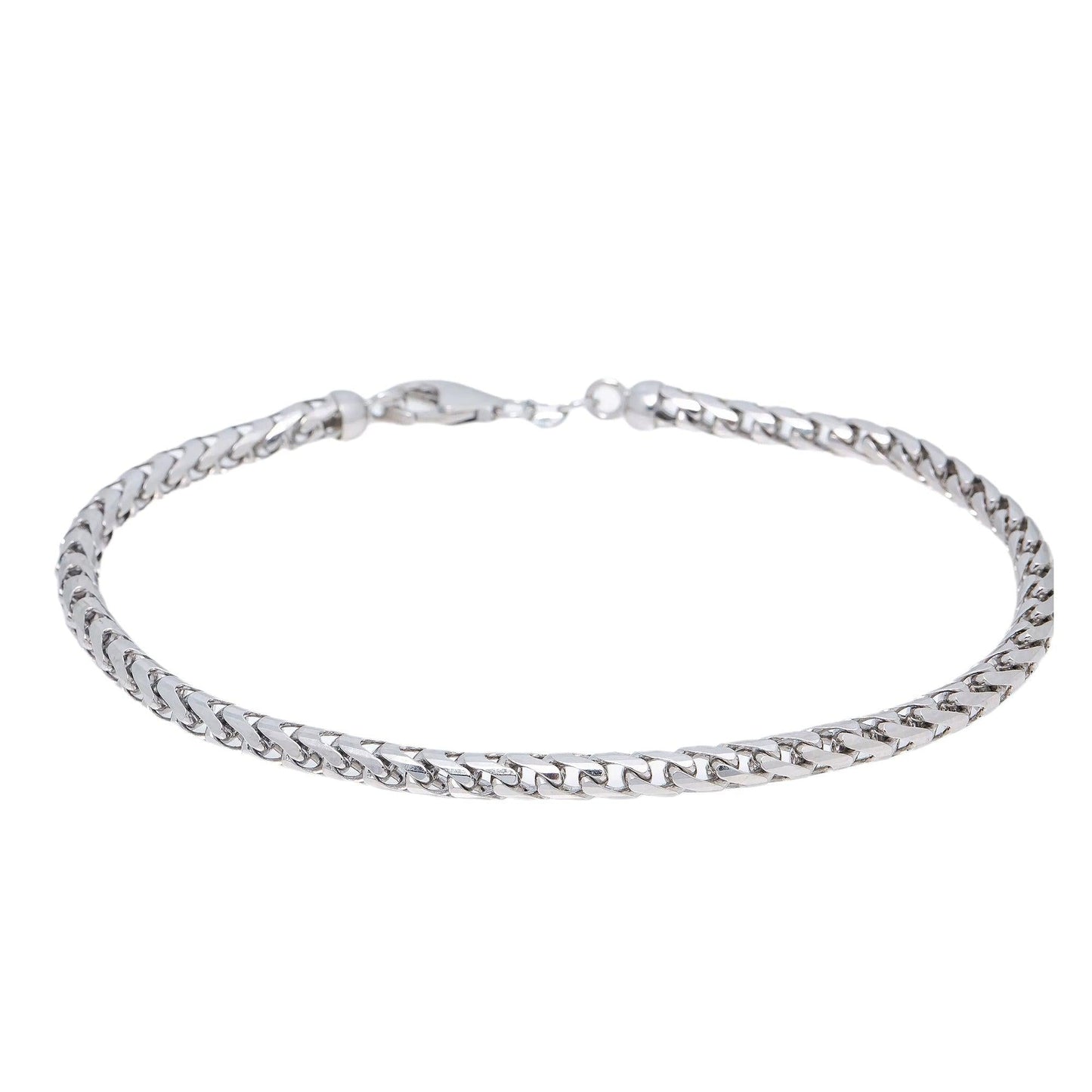 HOLLOW 10K WHITE GOLD FRANCO BRACELET