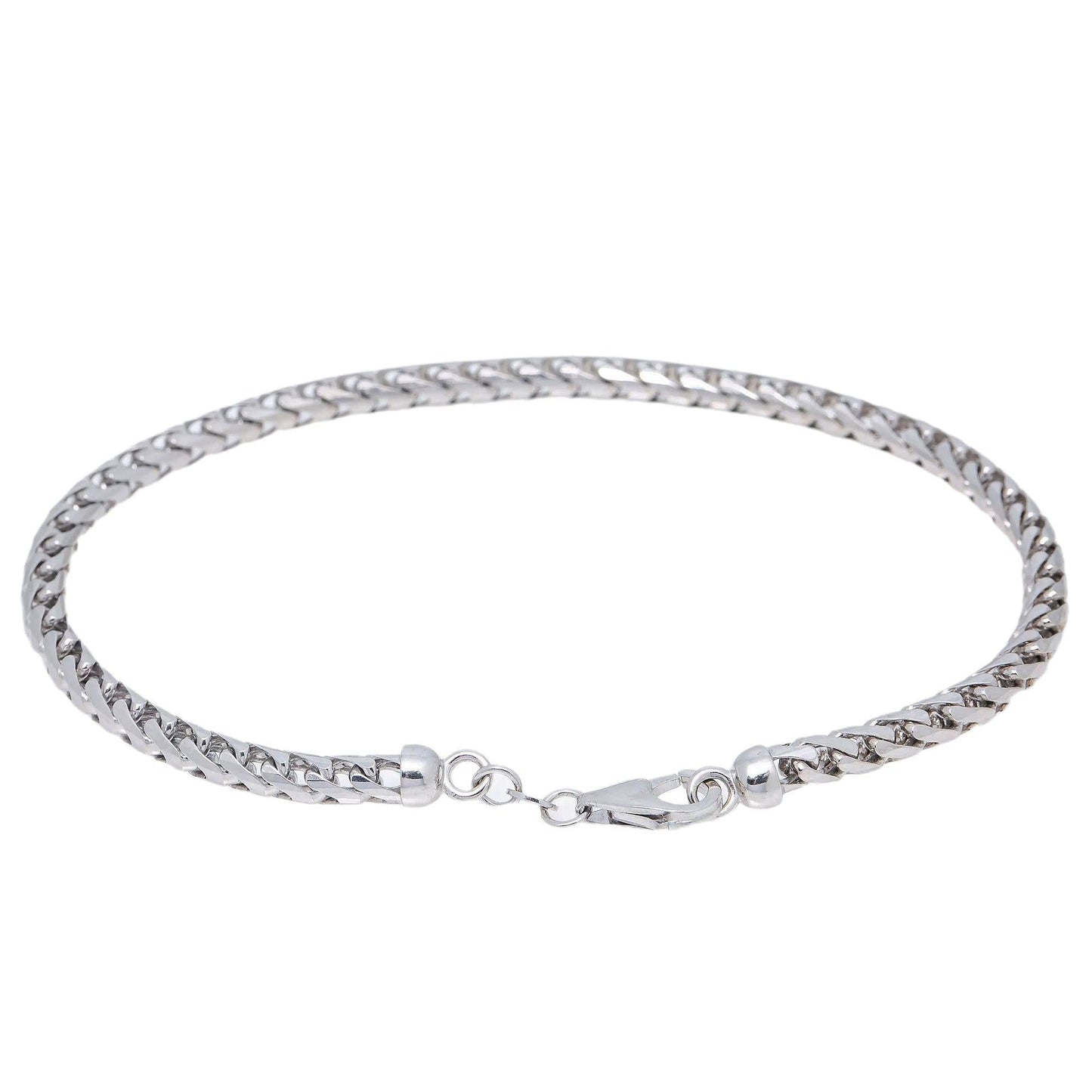 HOLLOW 10K WHITE GOLD FRANCO BRACELET