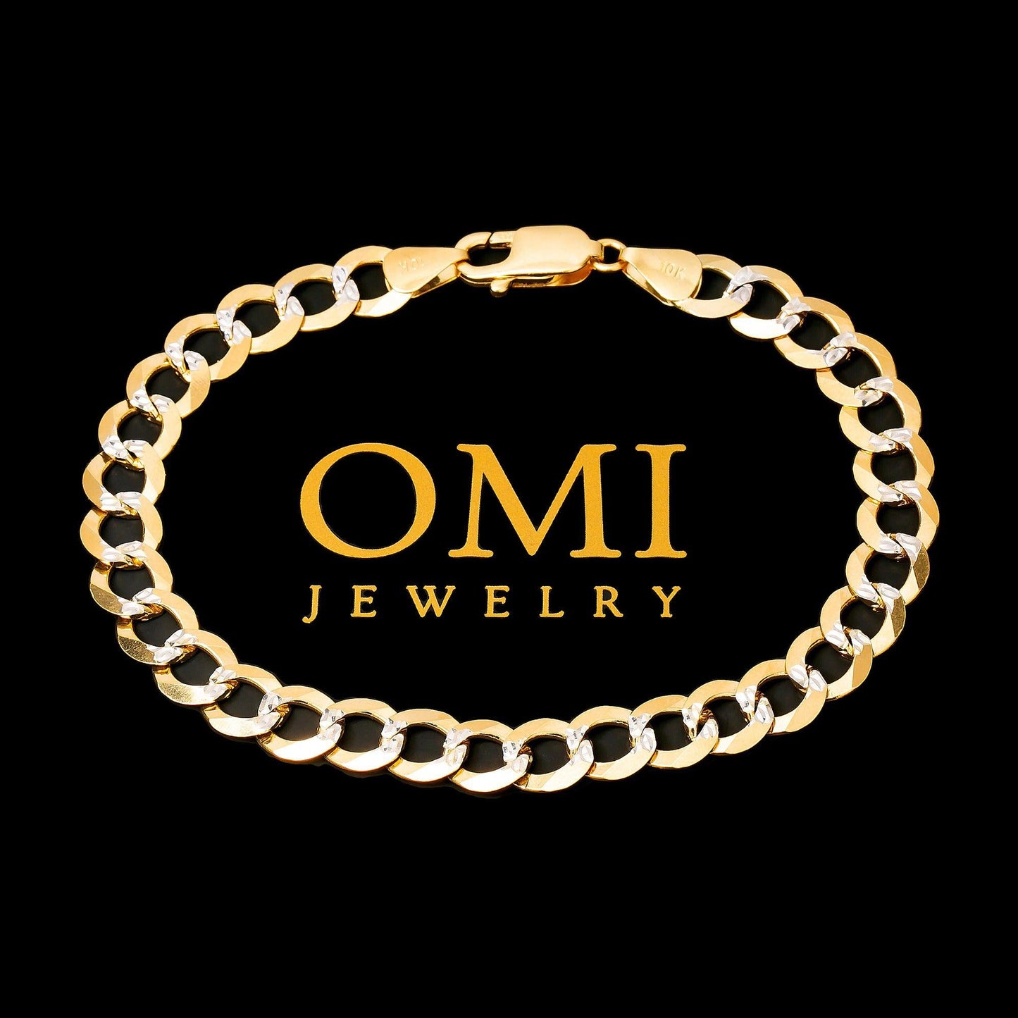 10K YELLOW GOLD DIAMOND CUT OPEN CUBAN BRACELET