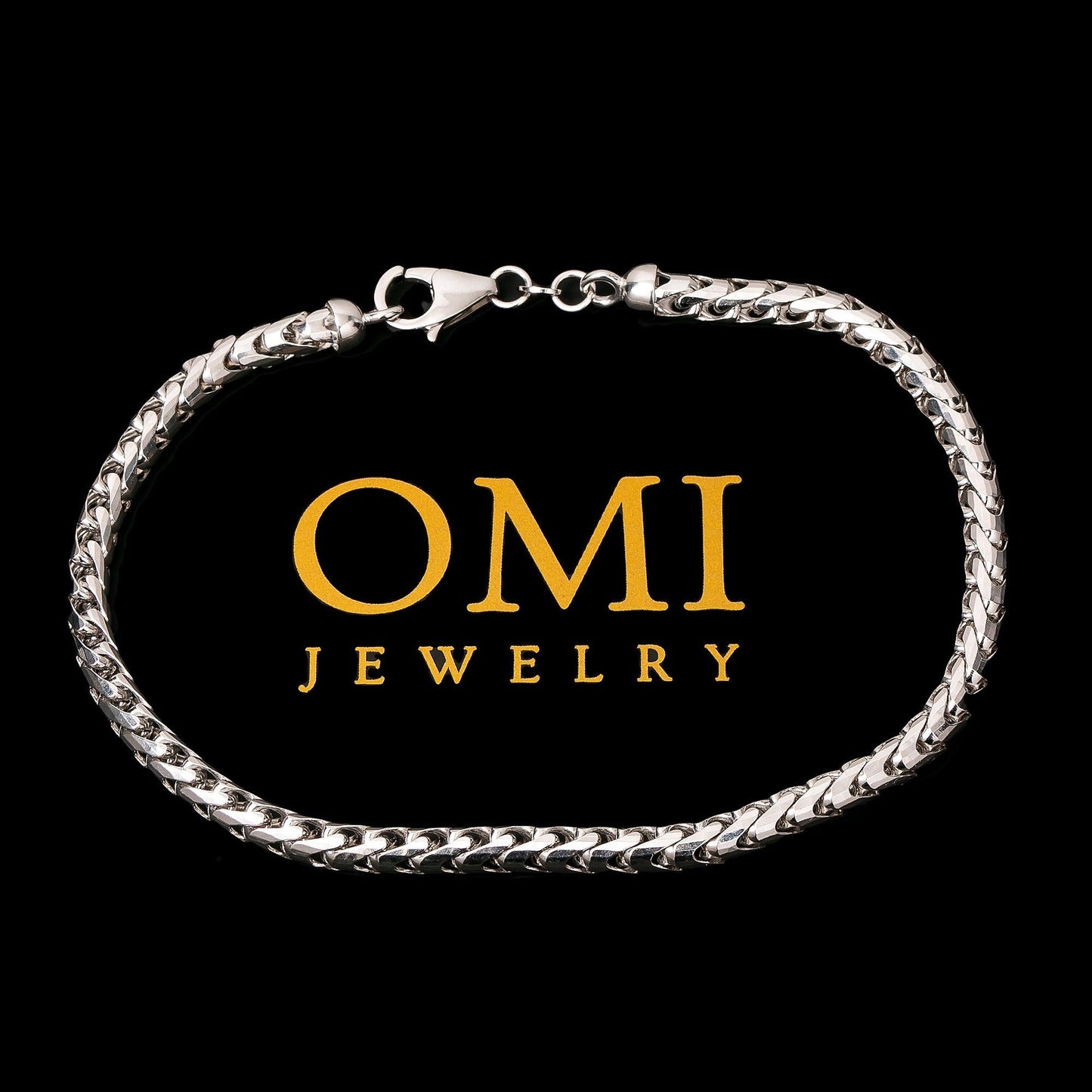 HOLLOW 10K WHITE GOLD FRANCO BRACELET
