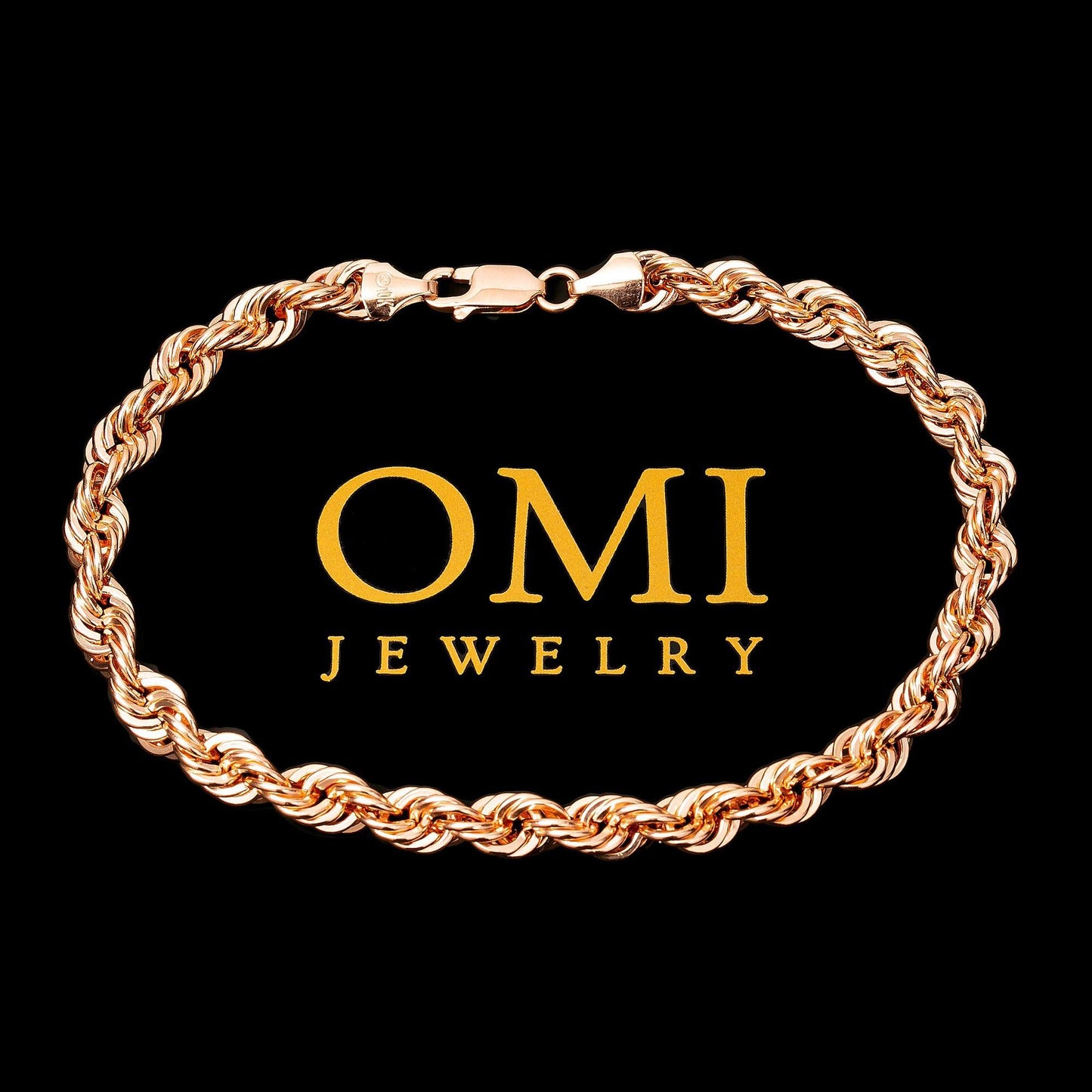 HOLLOW 10K ROSE GOLD ROPE BRACELET