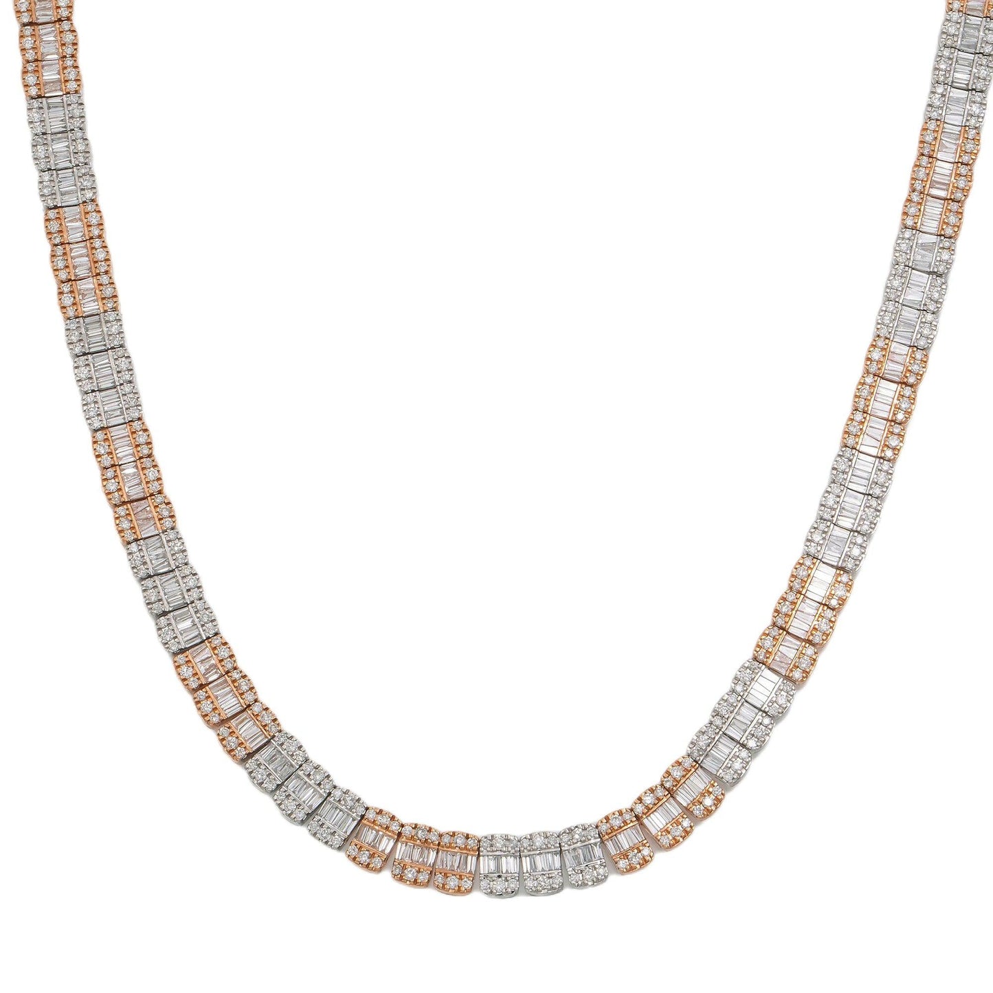 10K GOLD TWO TONE BAGUETTE DIAMOND CHAIN 14.29 CT