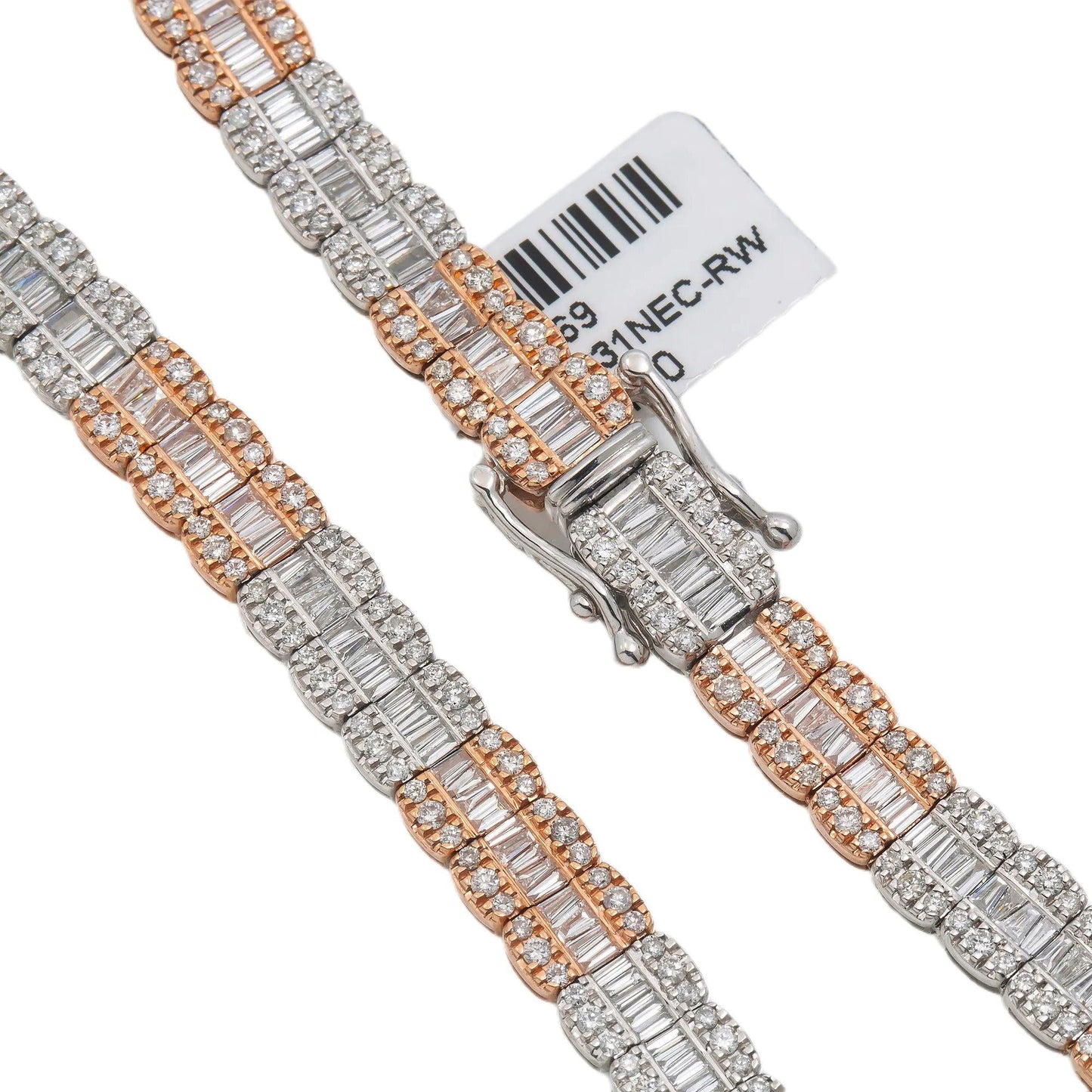 10K GOLD TWO TONE BAGUETTE DIAMOND CHAIN 14.29 CT