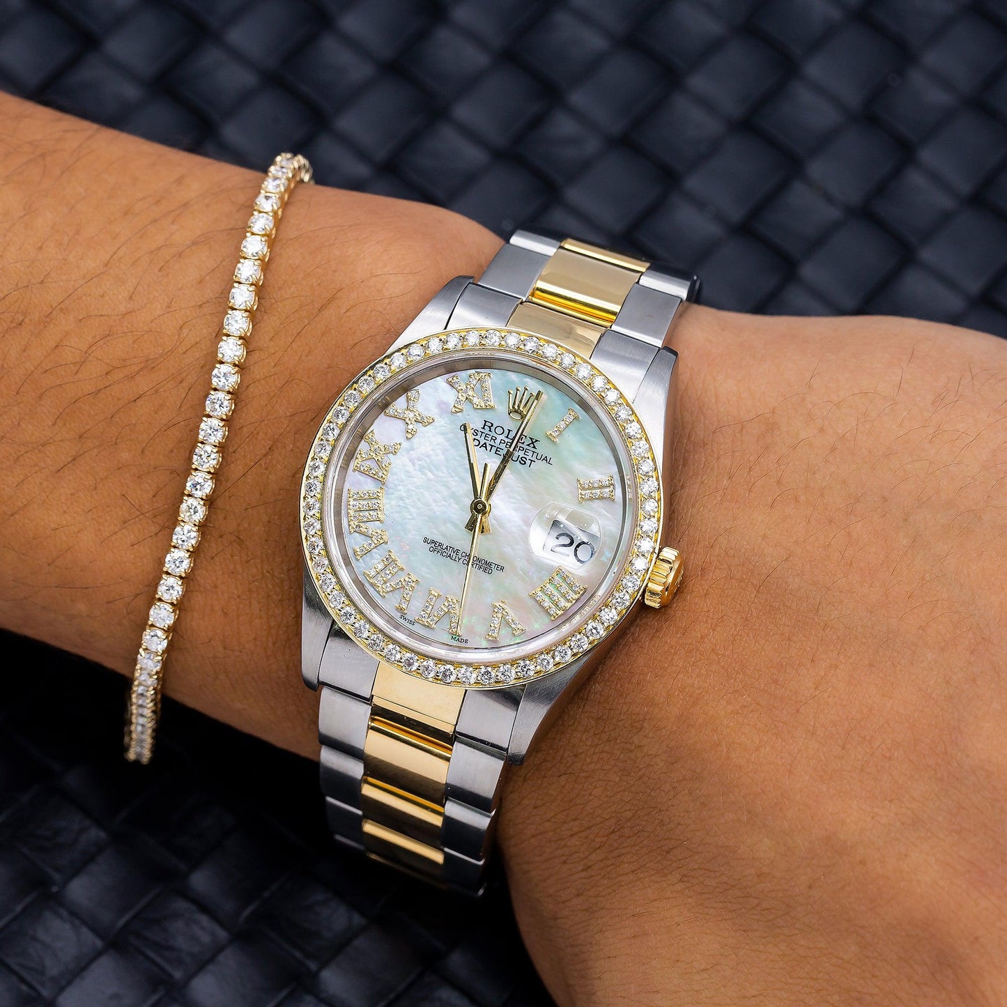 Rolex Datejust 16203 36MM White Diamond Dial With Two Tone Oyster Bracelet