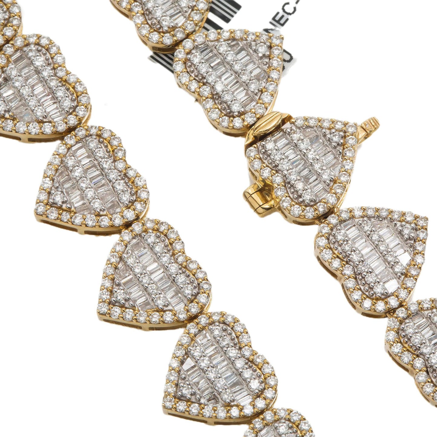 10K GOLD HEART BAGUETTE DIAMOND CHAIN 17.87 CT