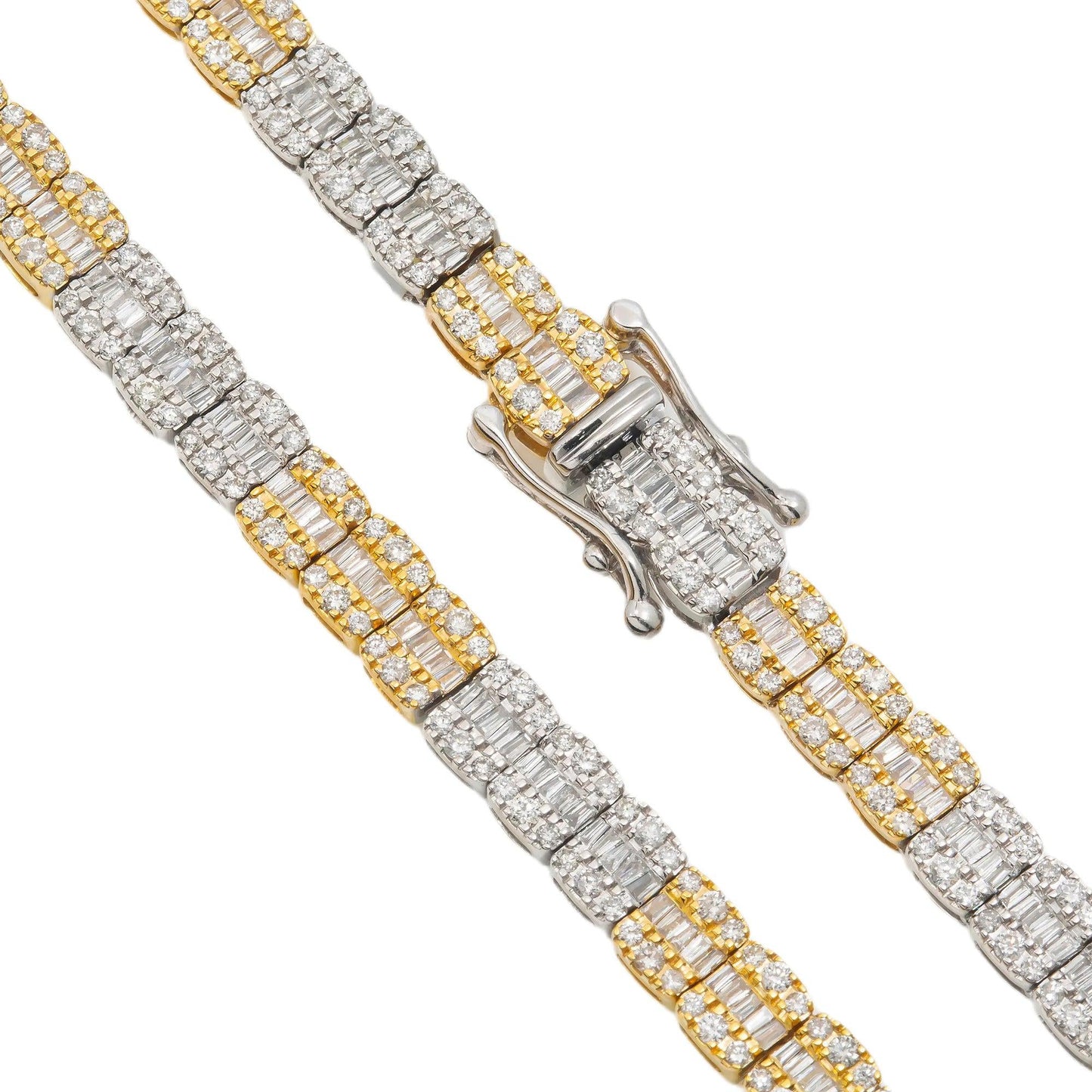 10K GOLD TWO TONE BAGUETTE DIAMOND CHAIN 9.93 CT