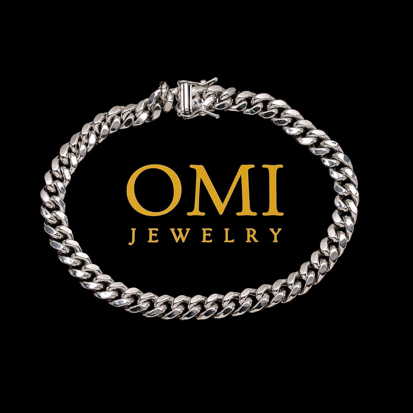 10K HOLLOW WHITE GOLD 6.5MM CUBAN BRACELET
