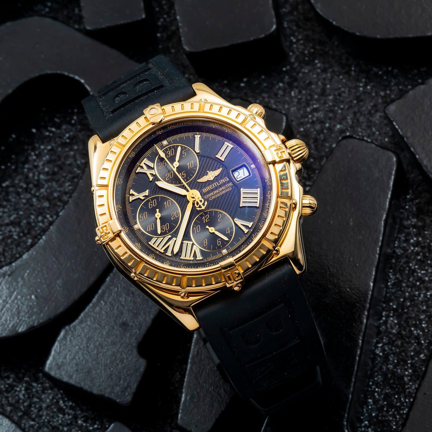 Breitling Crosswind Chronograph K13055 43MM Black Dial With Rubber Bracelet