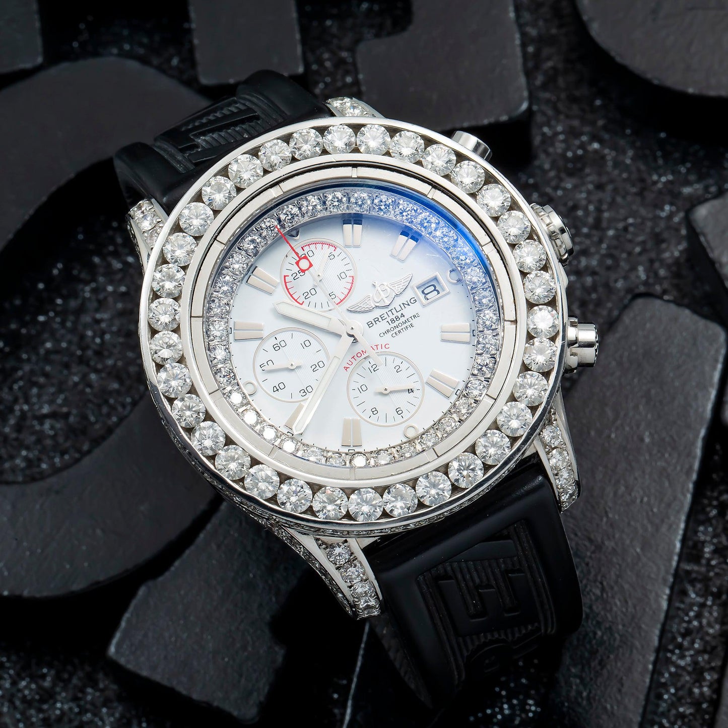 Breitling Super Avenger A13370 48MM White Diamond Dial And Bezel