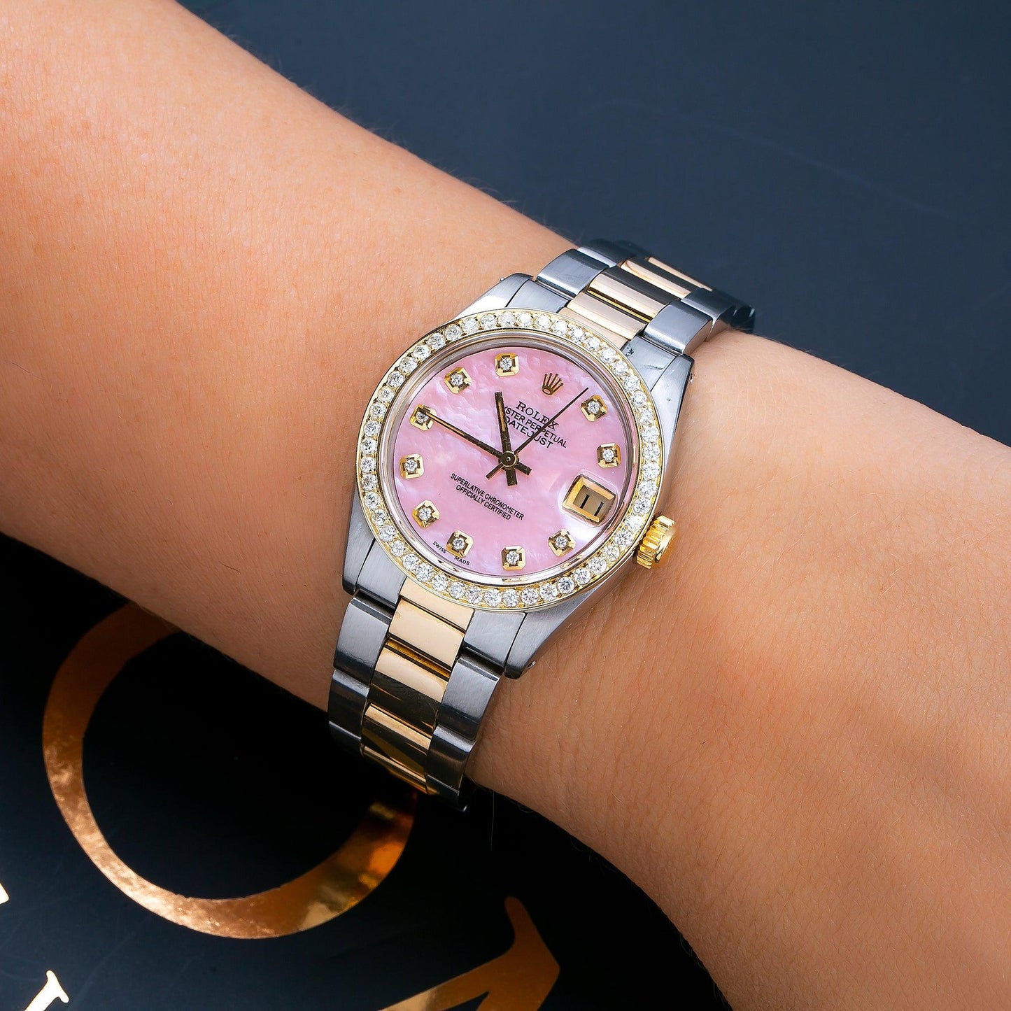 Rolex Datejust 6827 31MM Pink Diamond Dial With Two Tone Bracelet