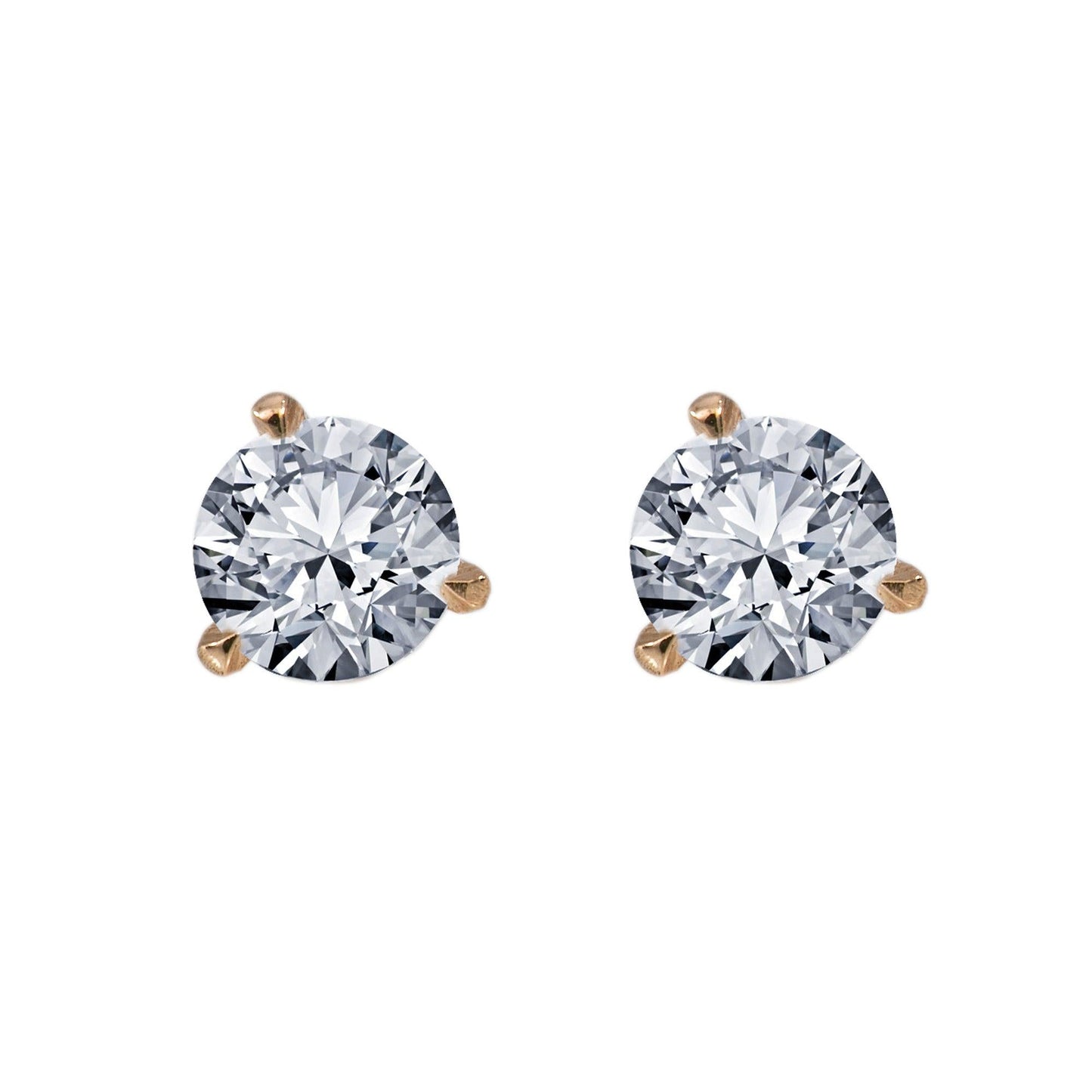 Small 14K Yellow Gold Unisex Round Shaped Diamond Earrings