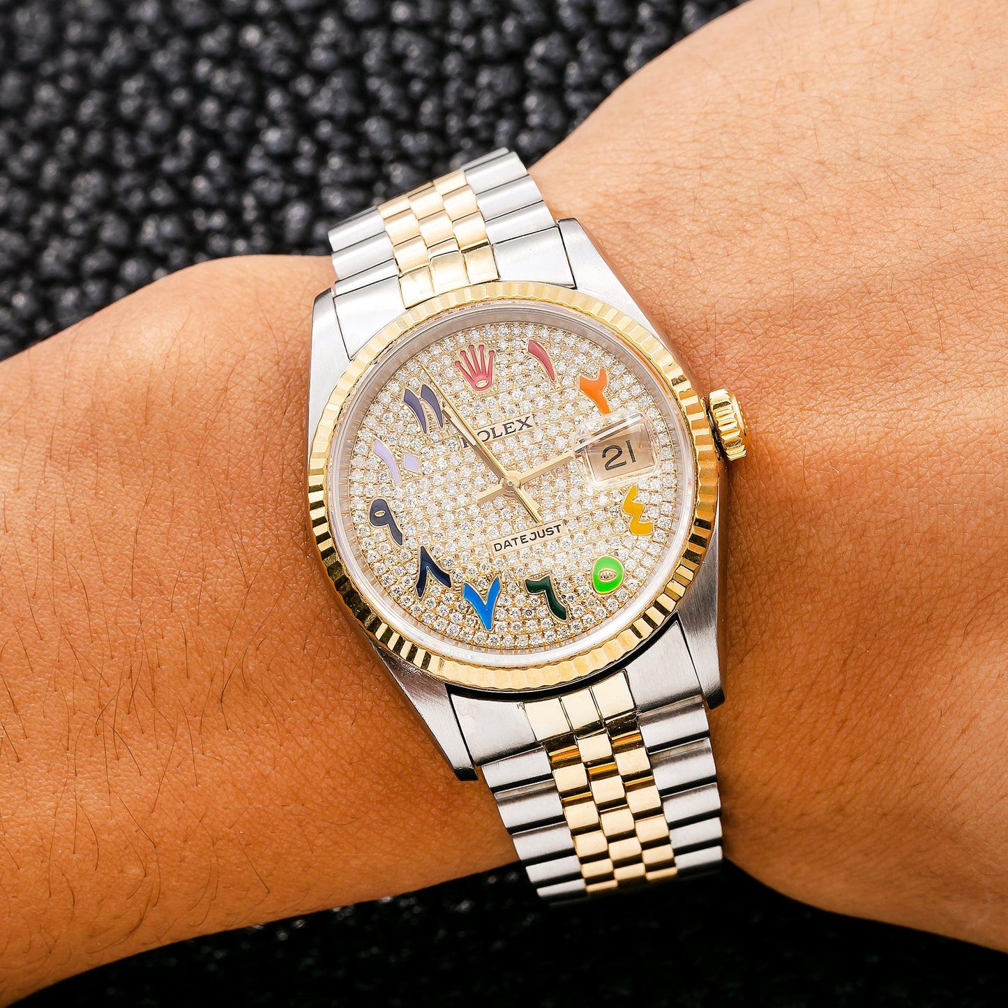 Rolex Datejust 16233 36MM Champagne Diamond Dial With Two Tone Jubilee Bracelet