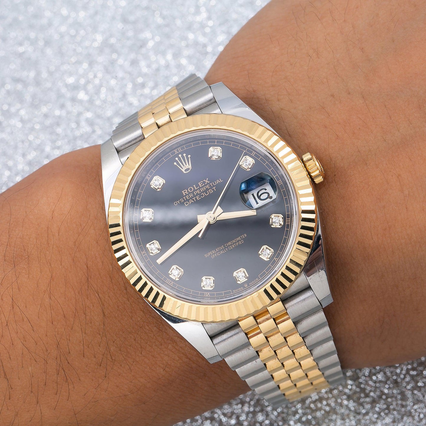 Rolex Datejust 126333 41MM Black Diamond Dial With Two Tone Jubilee Bracelet