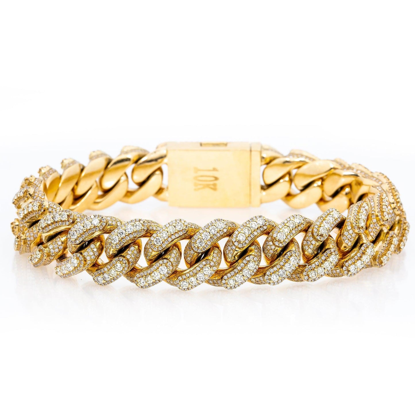 10K YELLOW GOLD CUBAN BRACELET WITH 14.75 CT DIAMONDS