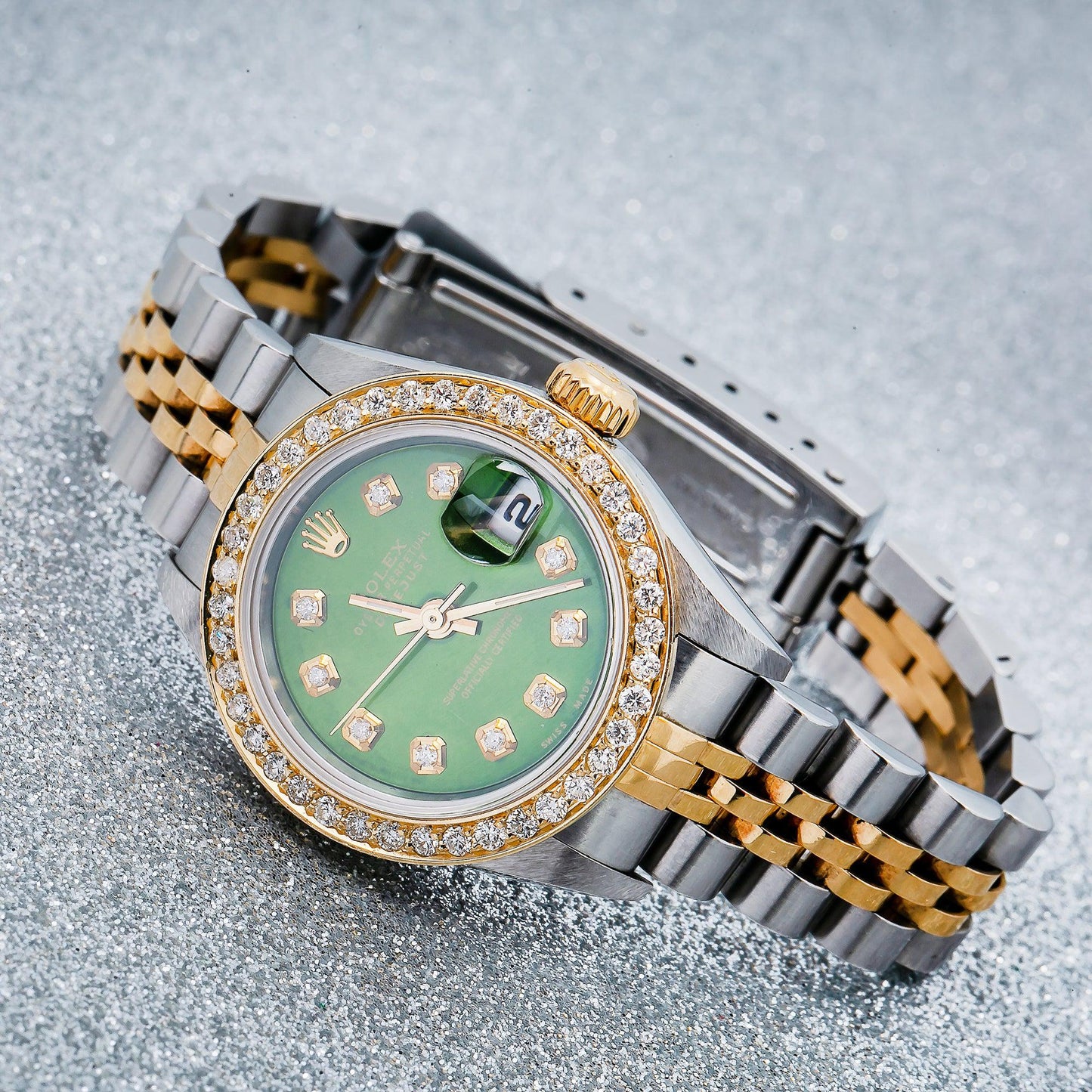 Rolex Lady-Datejust 6917 26MM Green Diamond Dial With Two Tone Jubilee Bracelet
