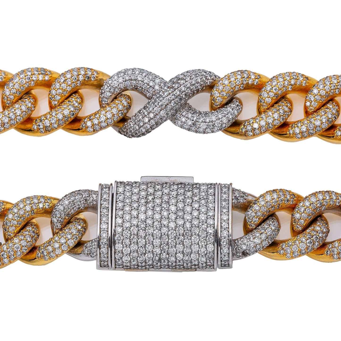 14K WHITE / YELLOW GOLD 20"/14MM CUBAN CHAIN WITH 38 CT DIAMONDS