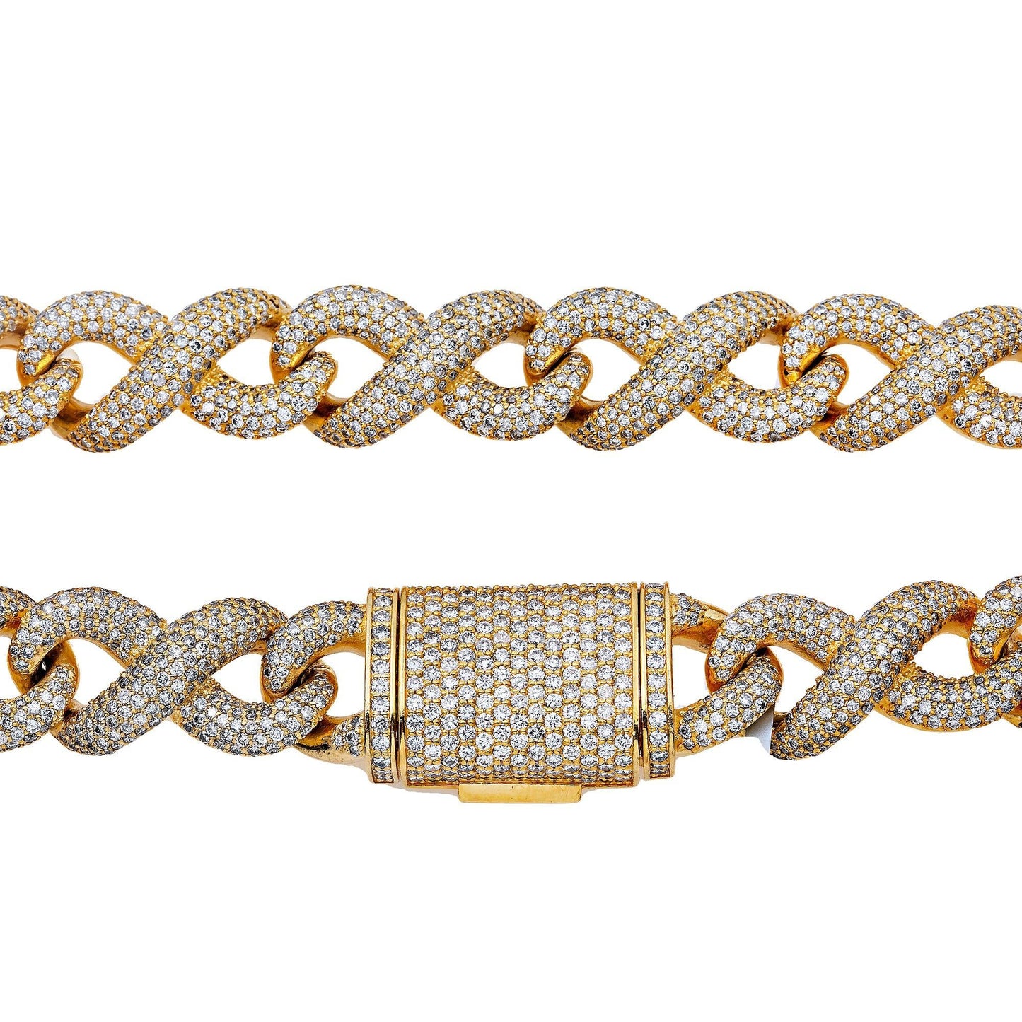 14K YELLOW GOLD 20"/15MM CUBAN CHAIN WITH 44.75 CT DIAMONDS