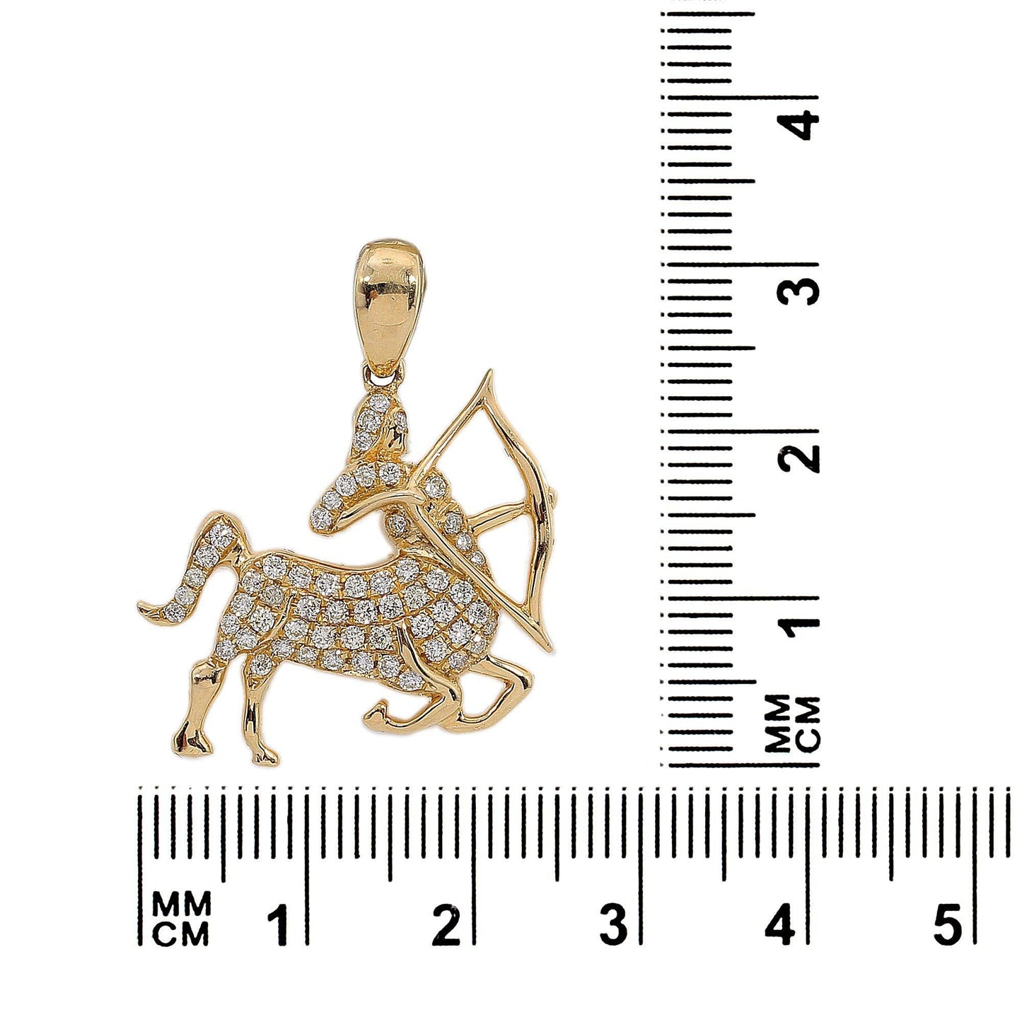 14K Yellow Gold Diamond Sagittarius Shaped Pendant