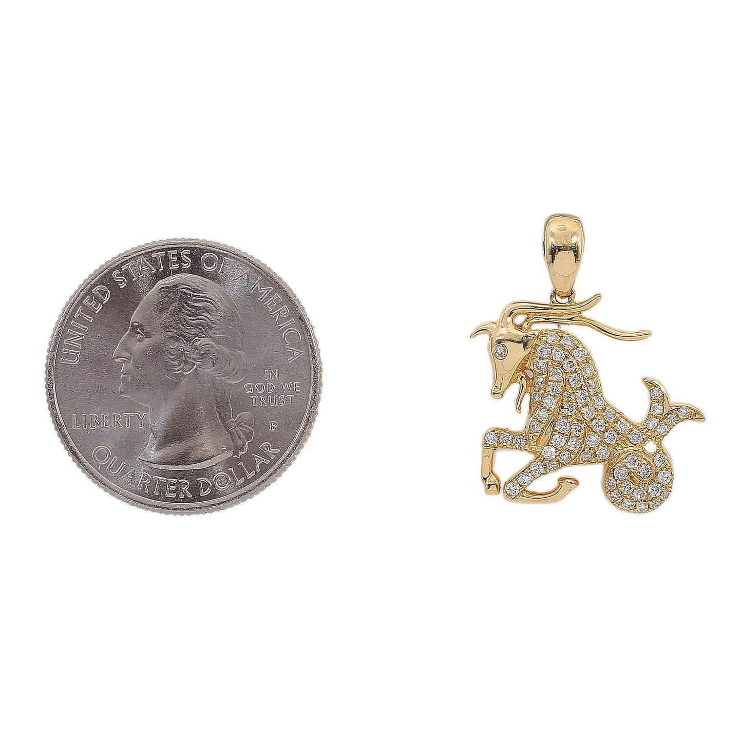 14K YELLOW GOLD DIAMOND CAPRICORN PENDANT 0.48 CT