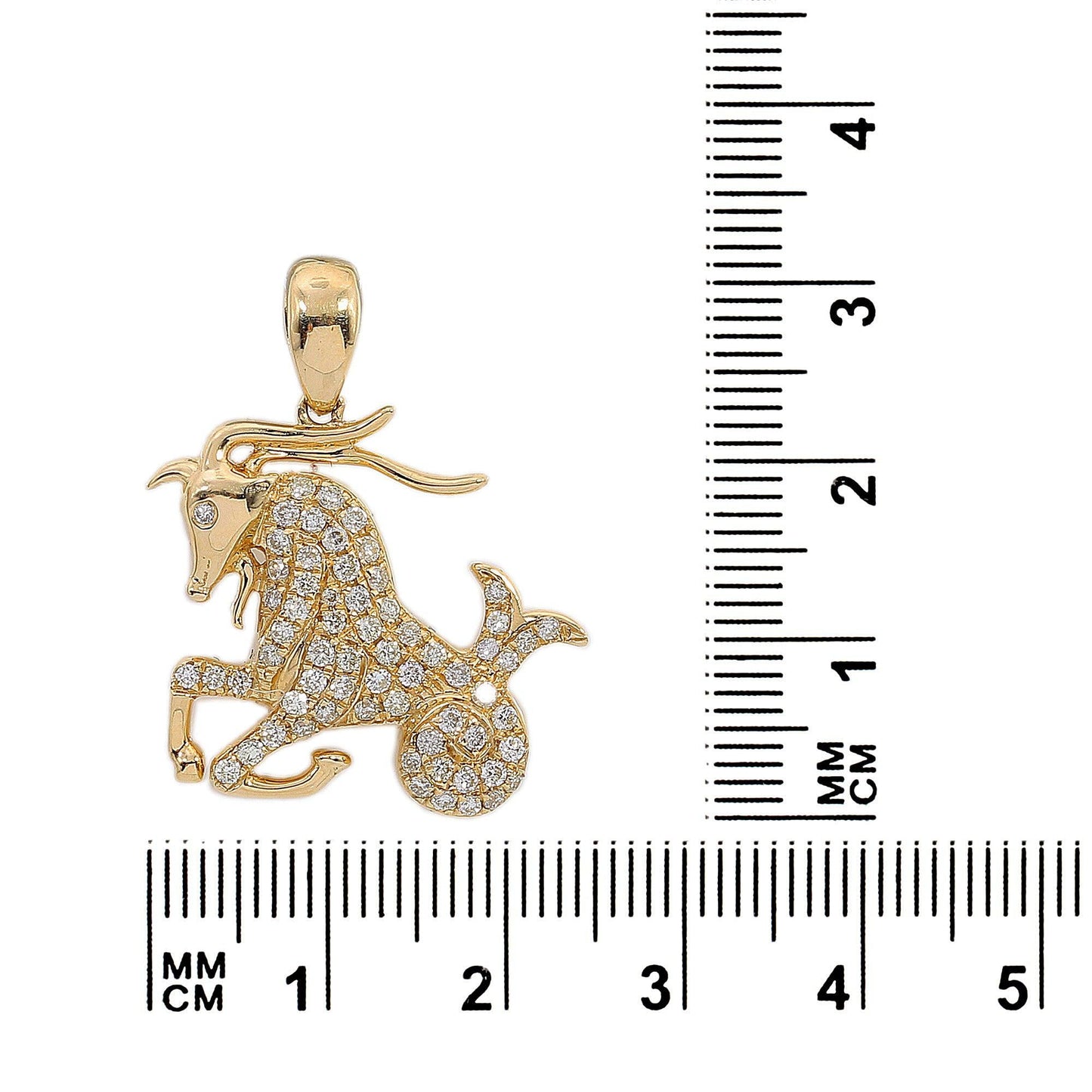 14K YELLOW GOLD DIAMOND CAPRICORN PENDANT 0.48 CT