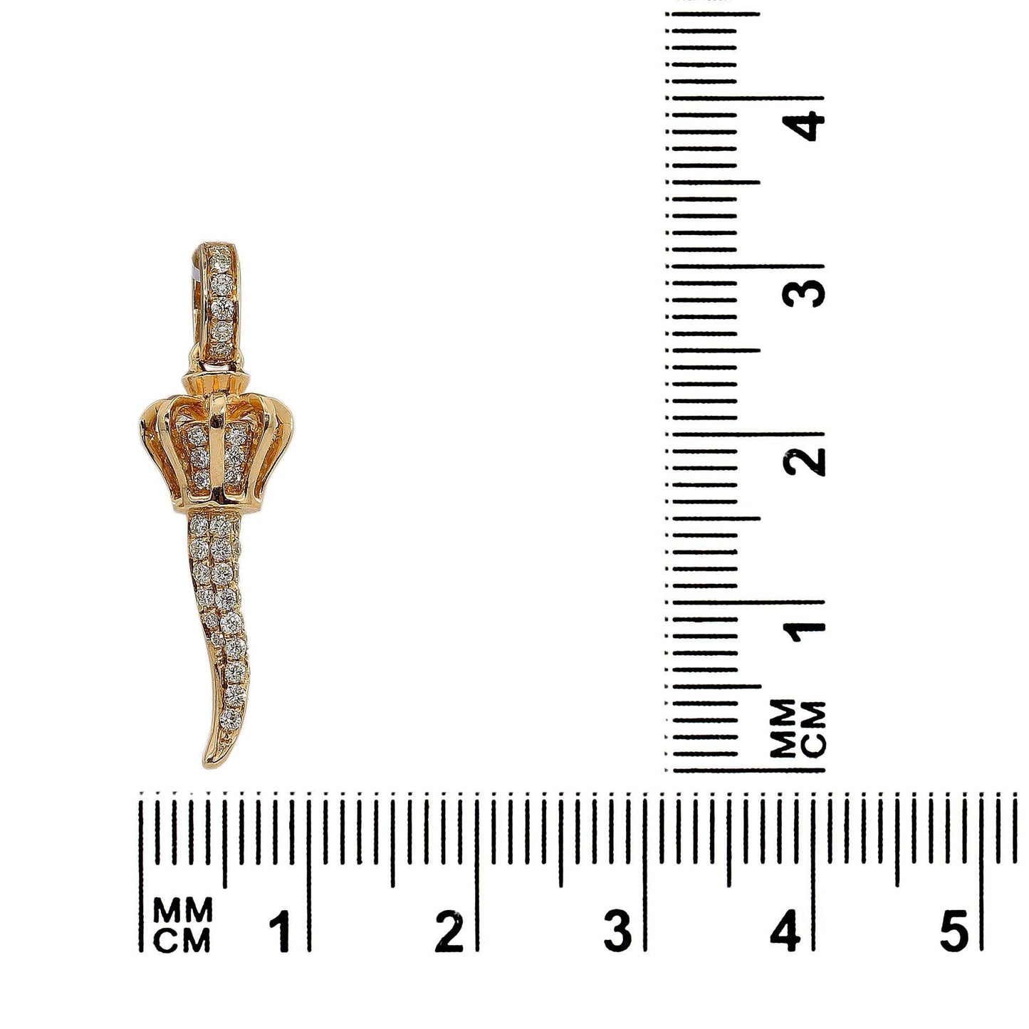 14K Yellow Gold Diamond Scepter with Crown Shaped Pendant