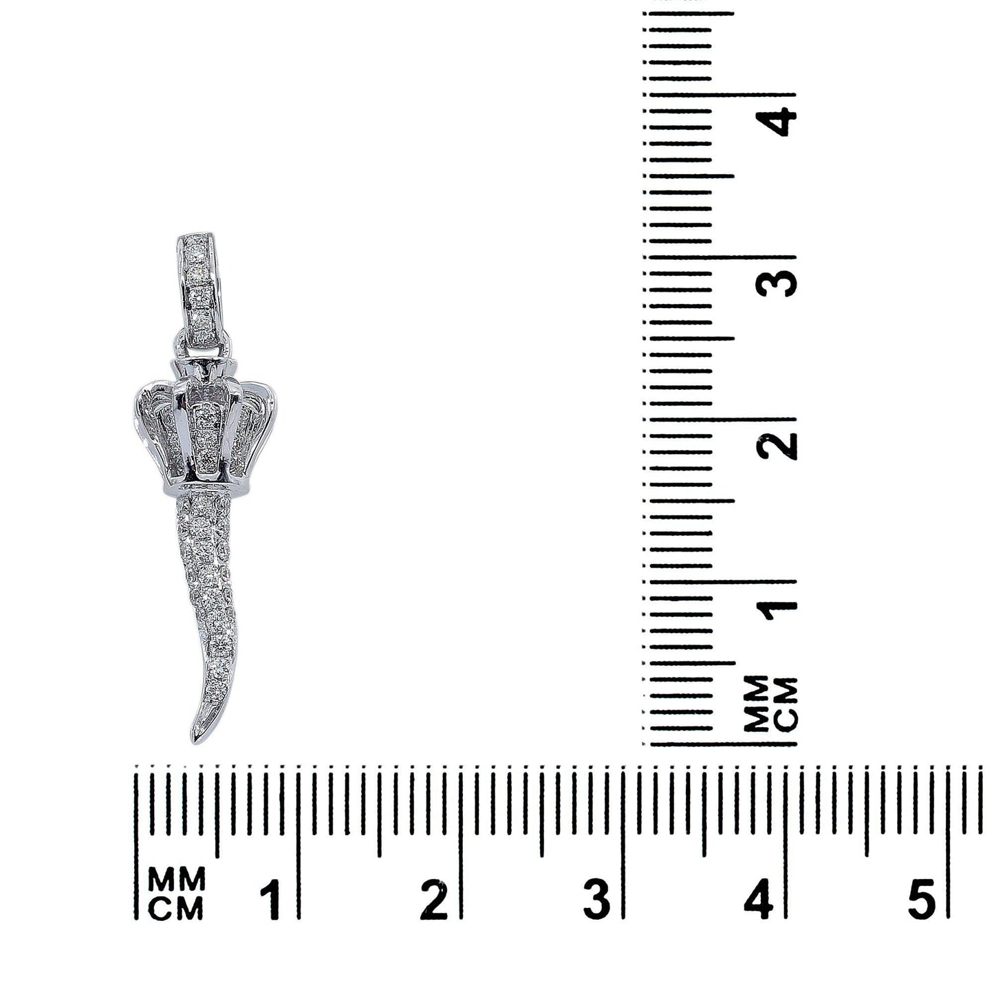 14K White Gold Diamond Scepter with Crown Shaped Pendant