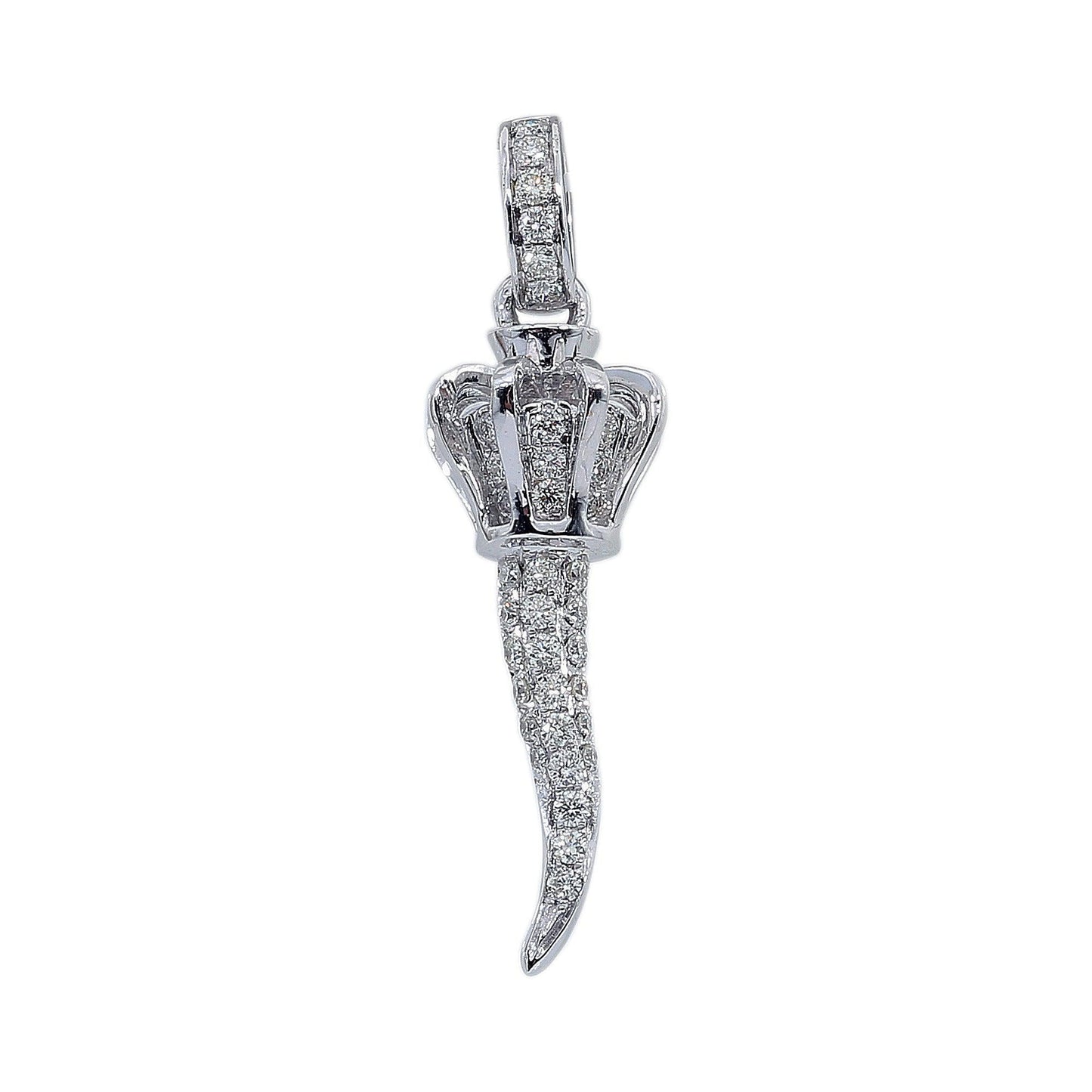 14K White Gold Diamond Scepter with Crown Shaped Pendant