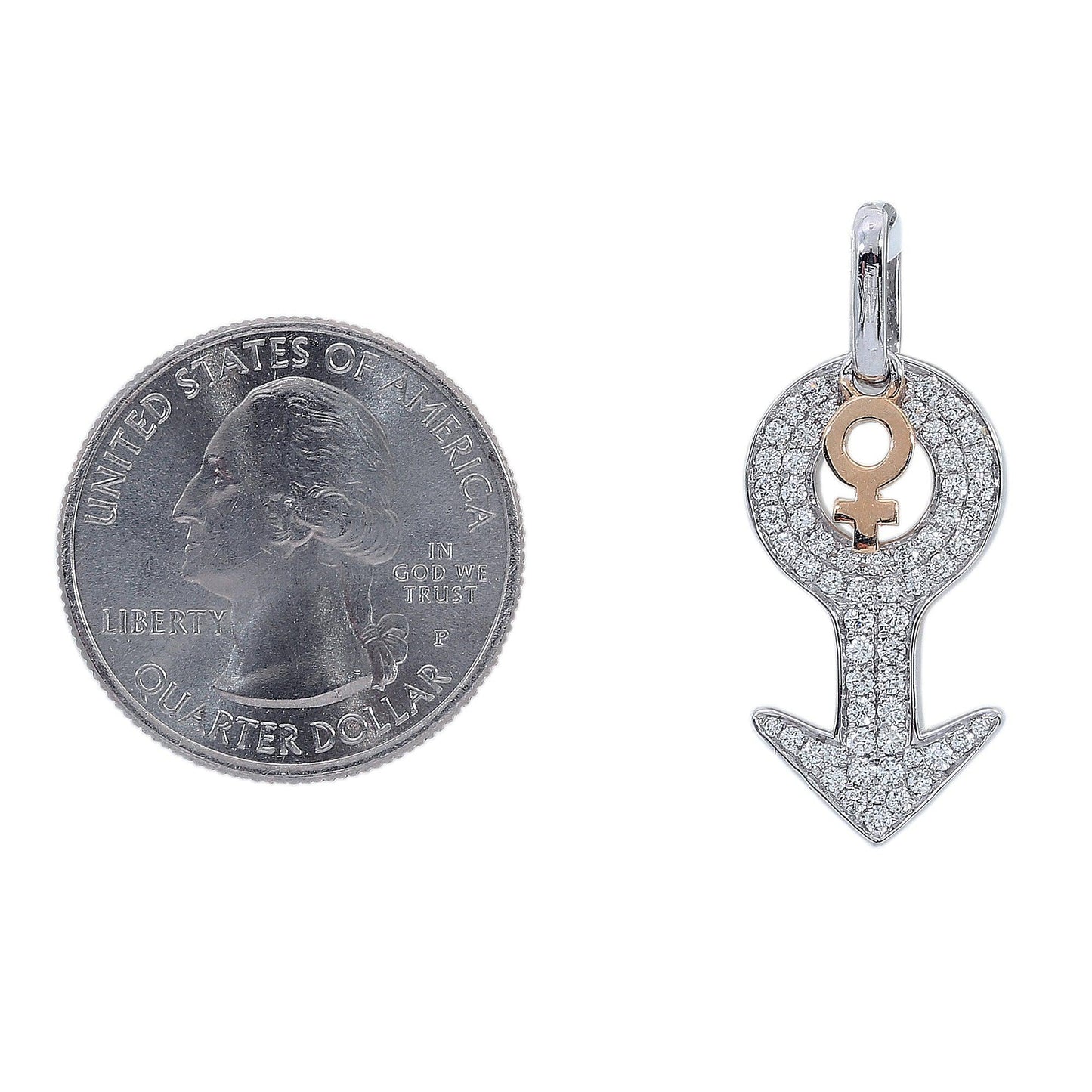 14K Yellow Gold Diamond Gender Signs Shaped Pendant