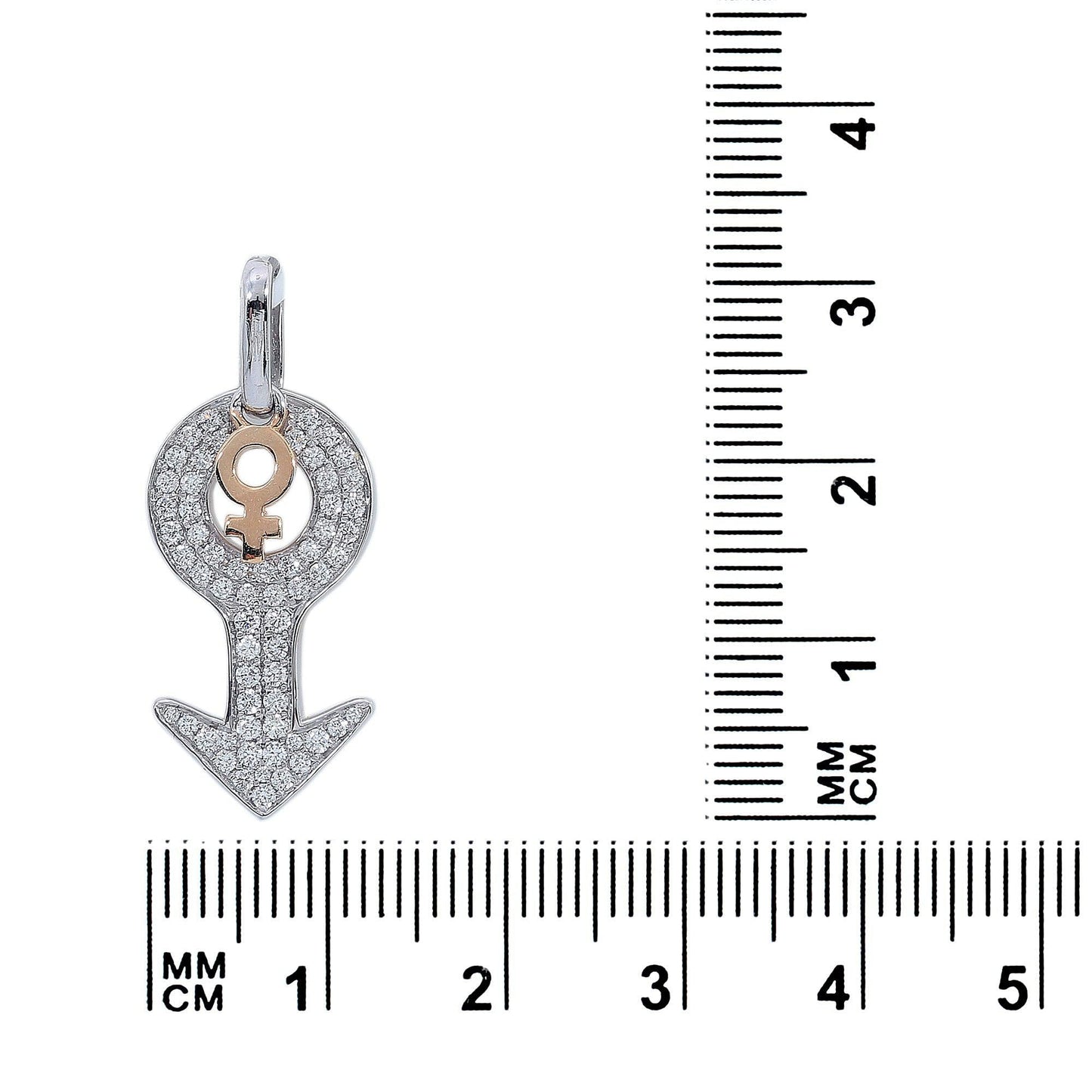 14K Yellow Gold Diamond Gender Signs Shaped Pendant