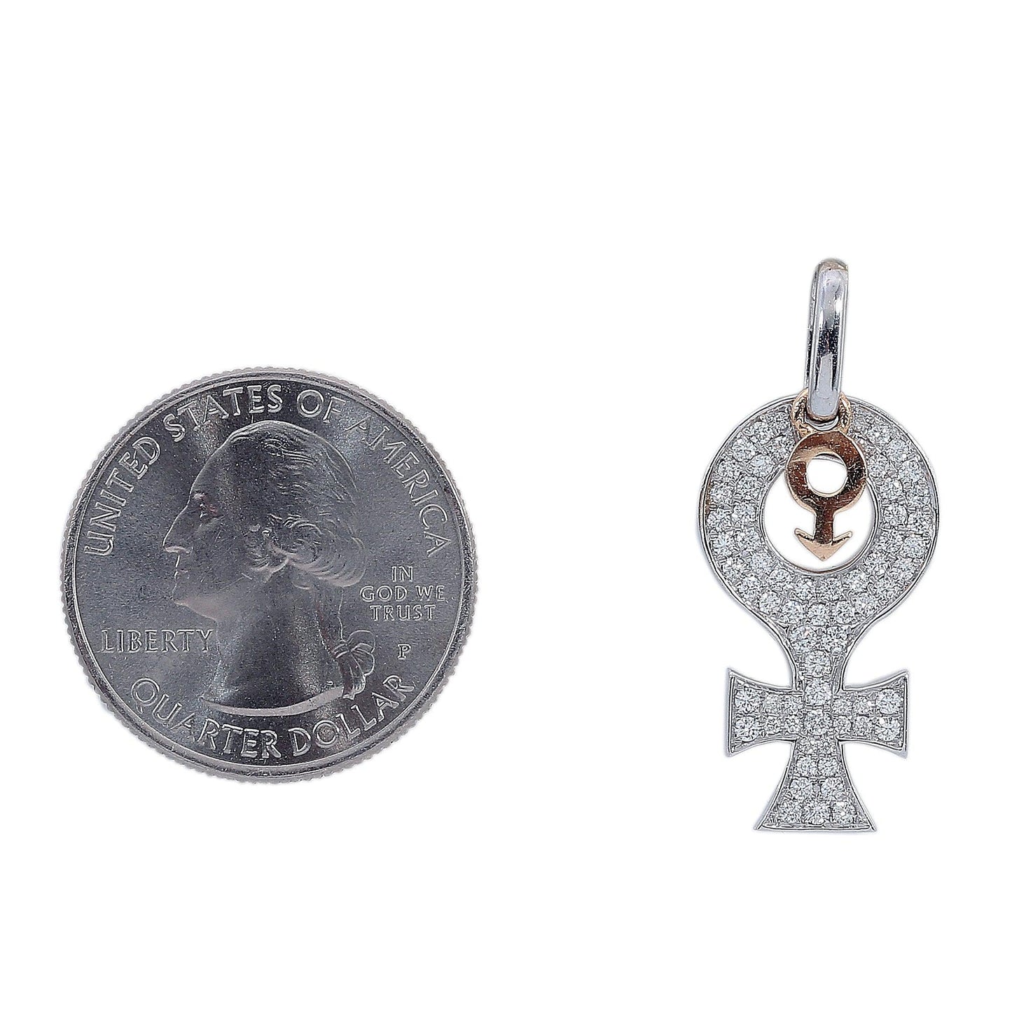 14K Yellow and White Gold Diamond Gender Signs Shaped Pendant