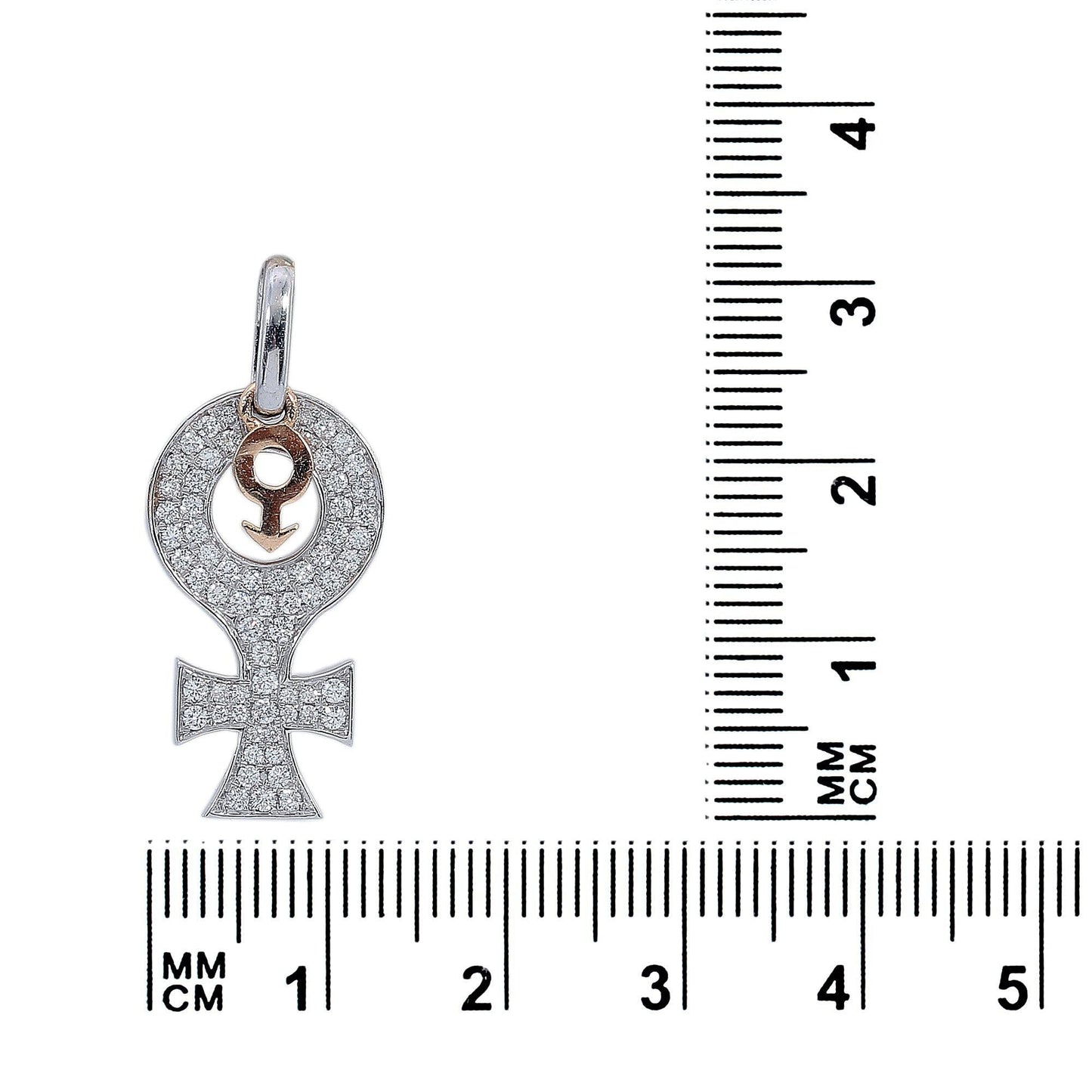 14K Yellow and White Gold Diamond Gender Signs Shaped Pendant