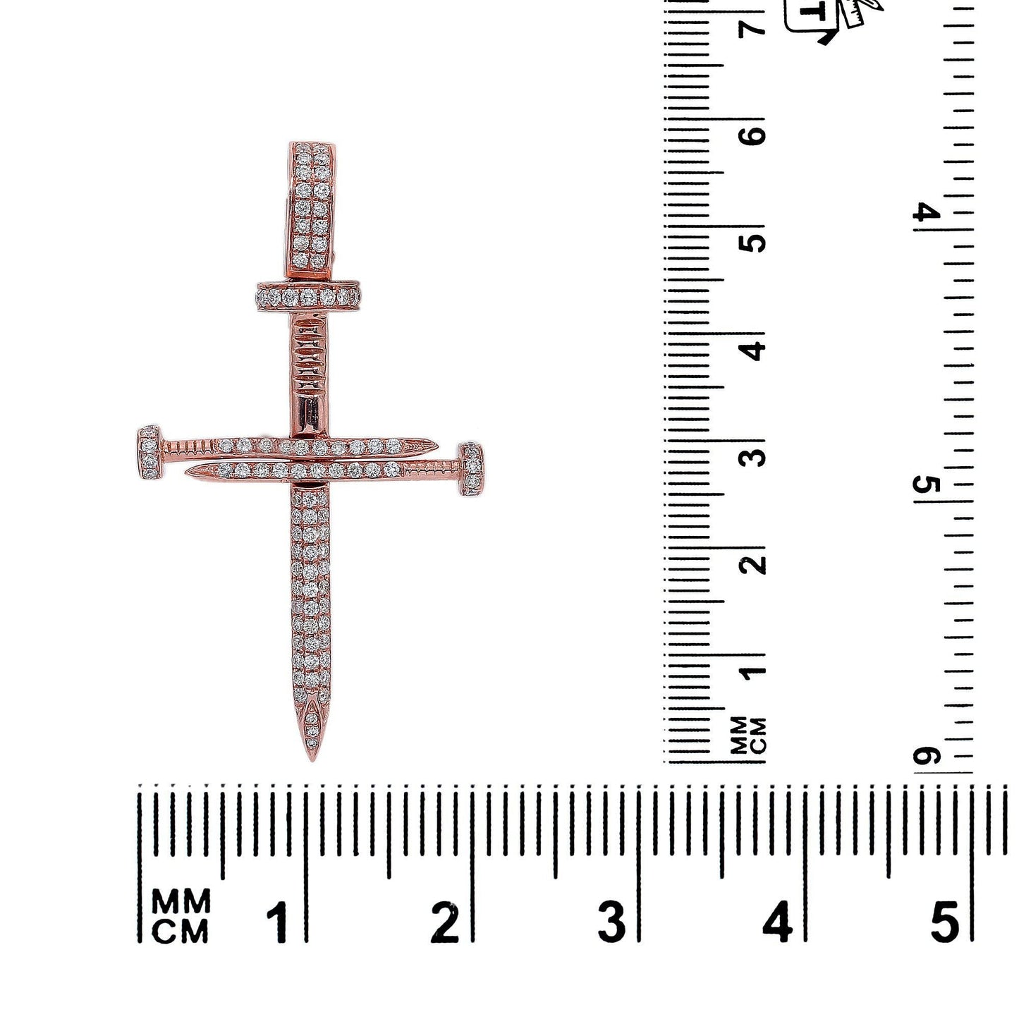 14K Rose Gold Diamond Cross Shaped Pendant
