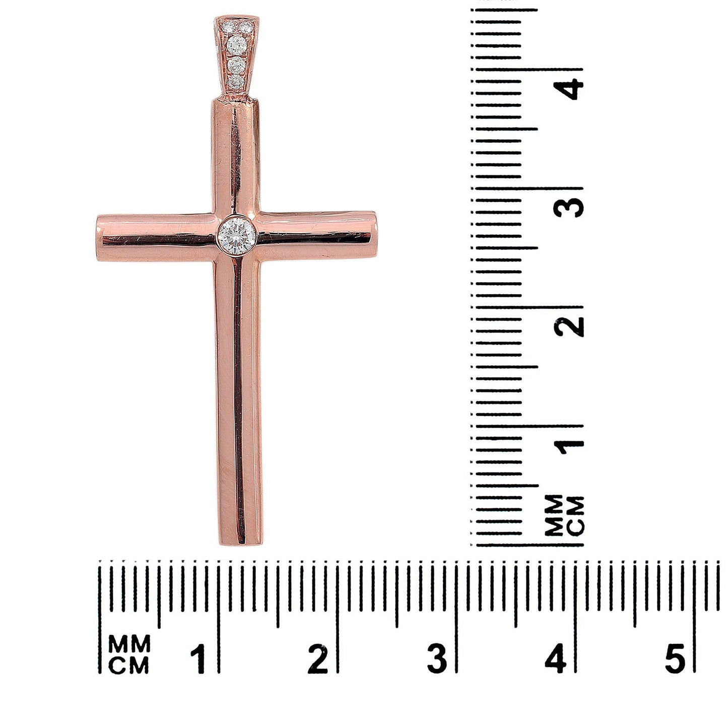 18K Rose Gold Diamond Cross Shaped Pendant