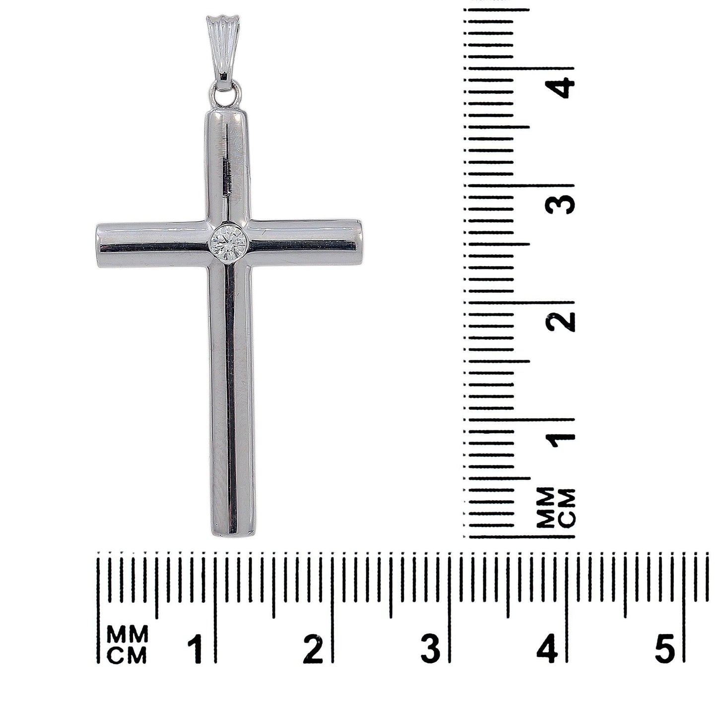 18K White Gold Diamond Cross Shaped Pendant