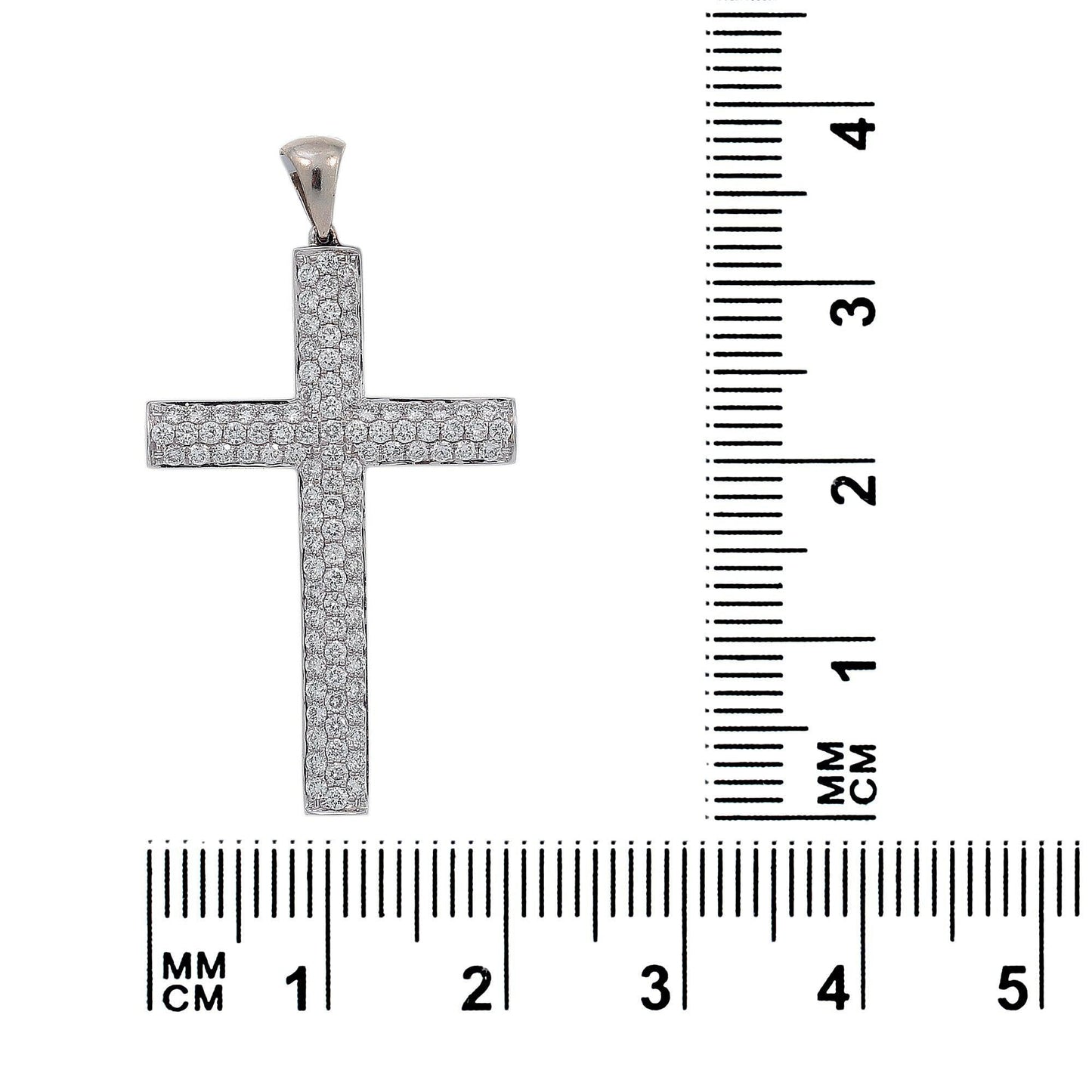 18K White Gold Diamond Cross Shaped Pendant