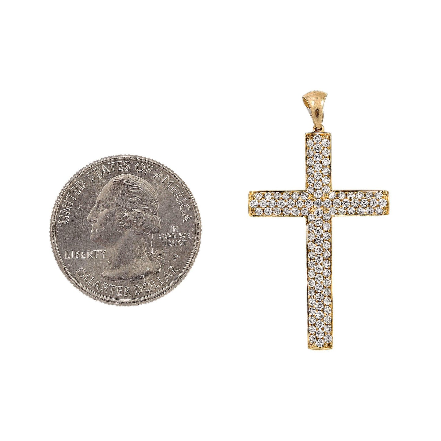 18K Yellow Gold Diamond Cross Shaped Pendant