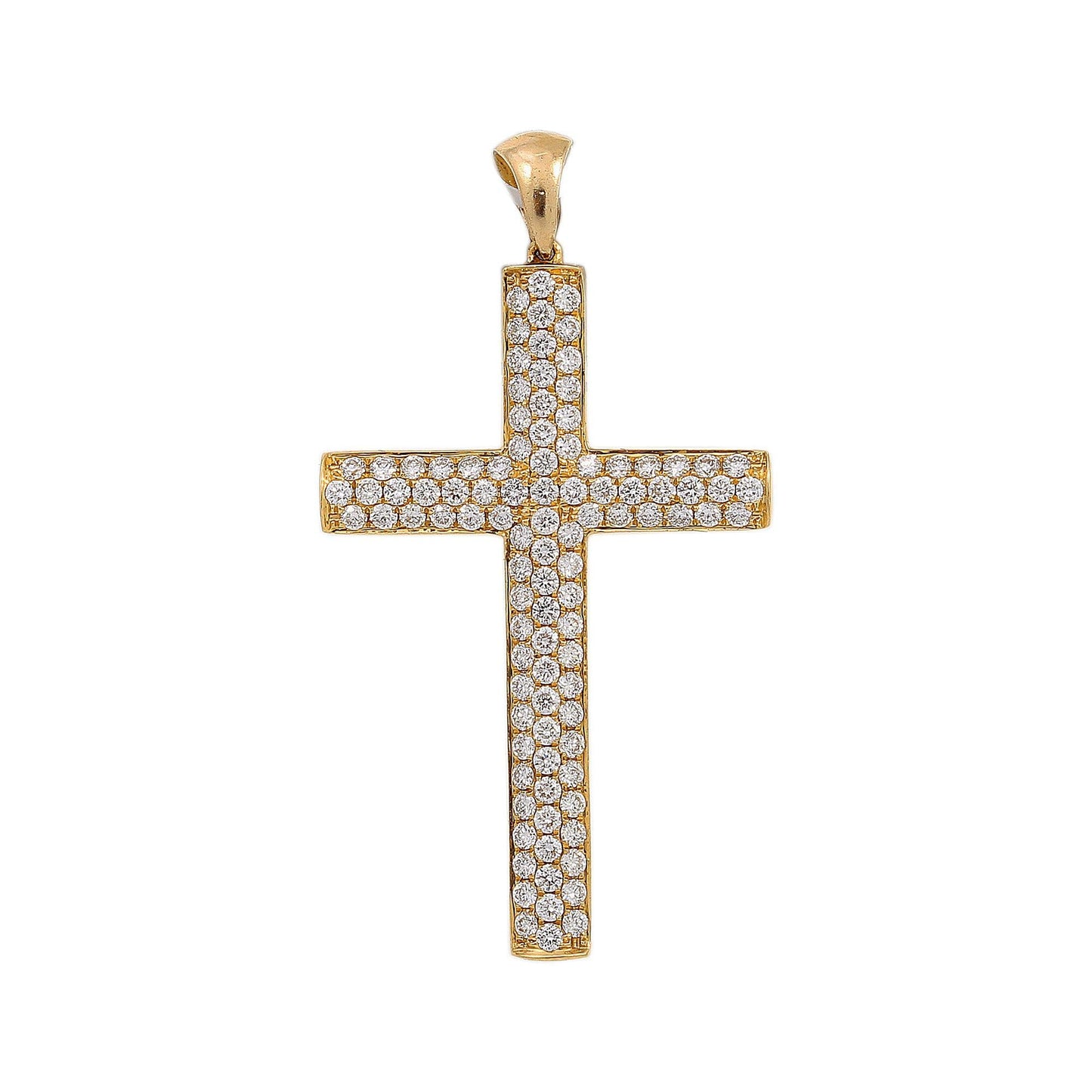 18K Yellow Gold Diamond Cross Shaped Pendant