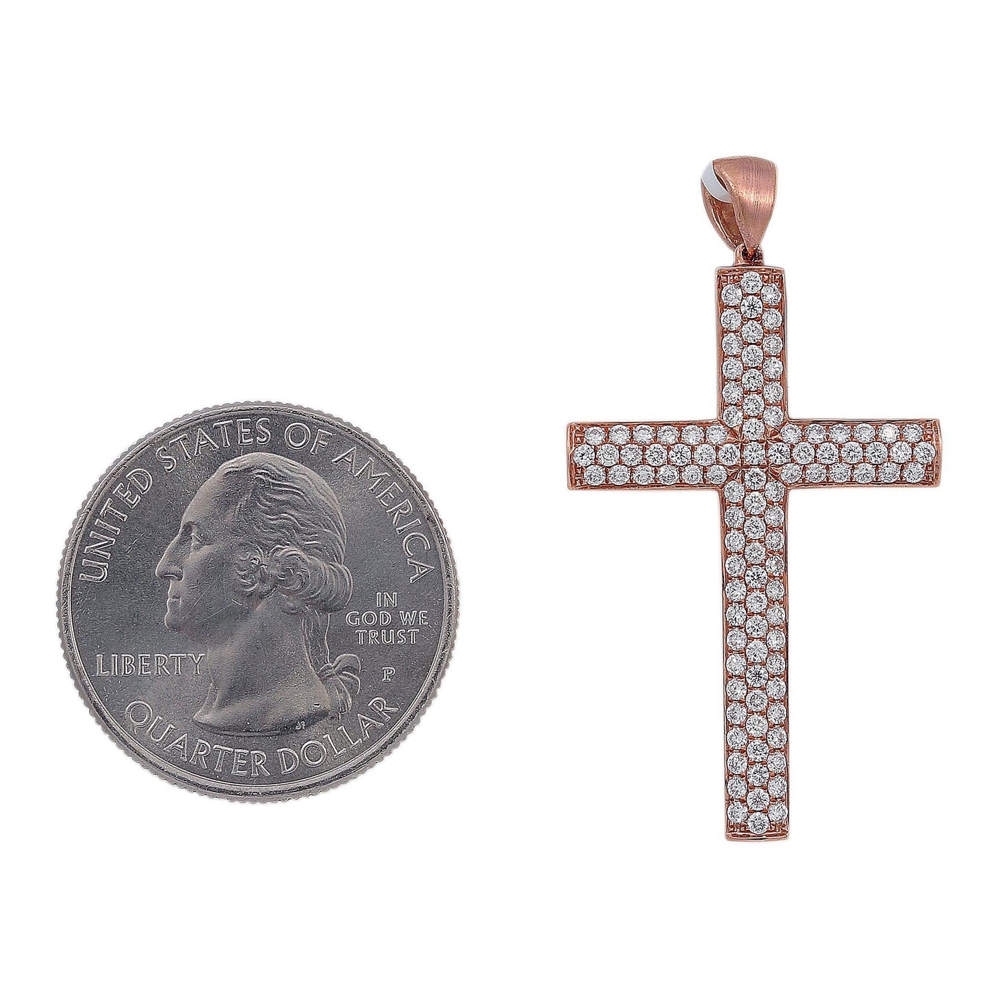 18K Rose Gold Diamond Cross Shaped Pendant
