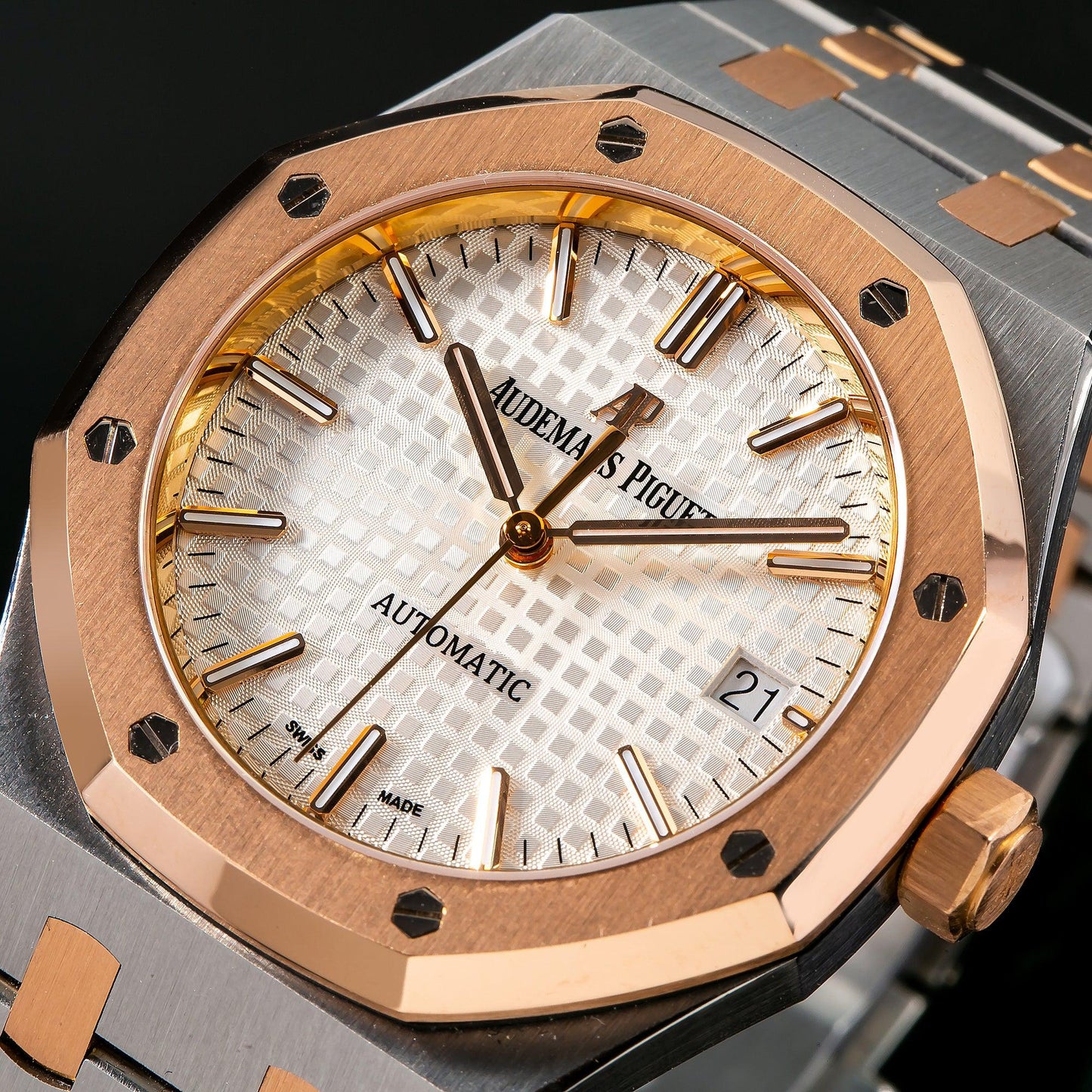 Audemars Piguet Royal Oak Selfwinding 15450SR 37MM White Dial With Two Tone Bracelet