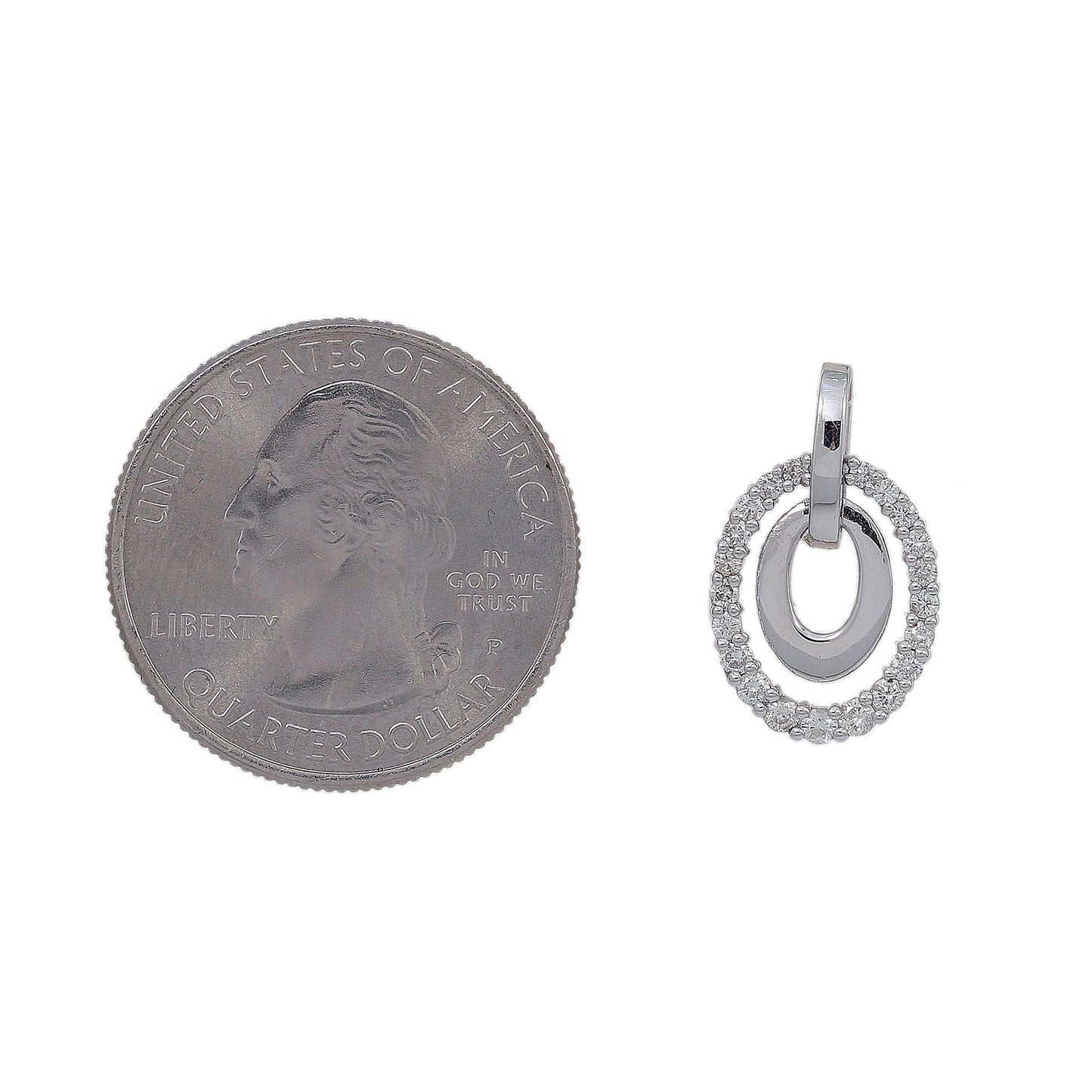 18K White Gold Diamond Round Shaped Pendant